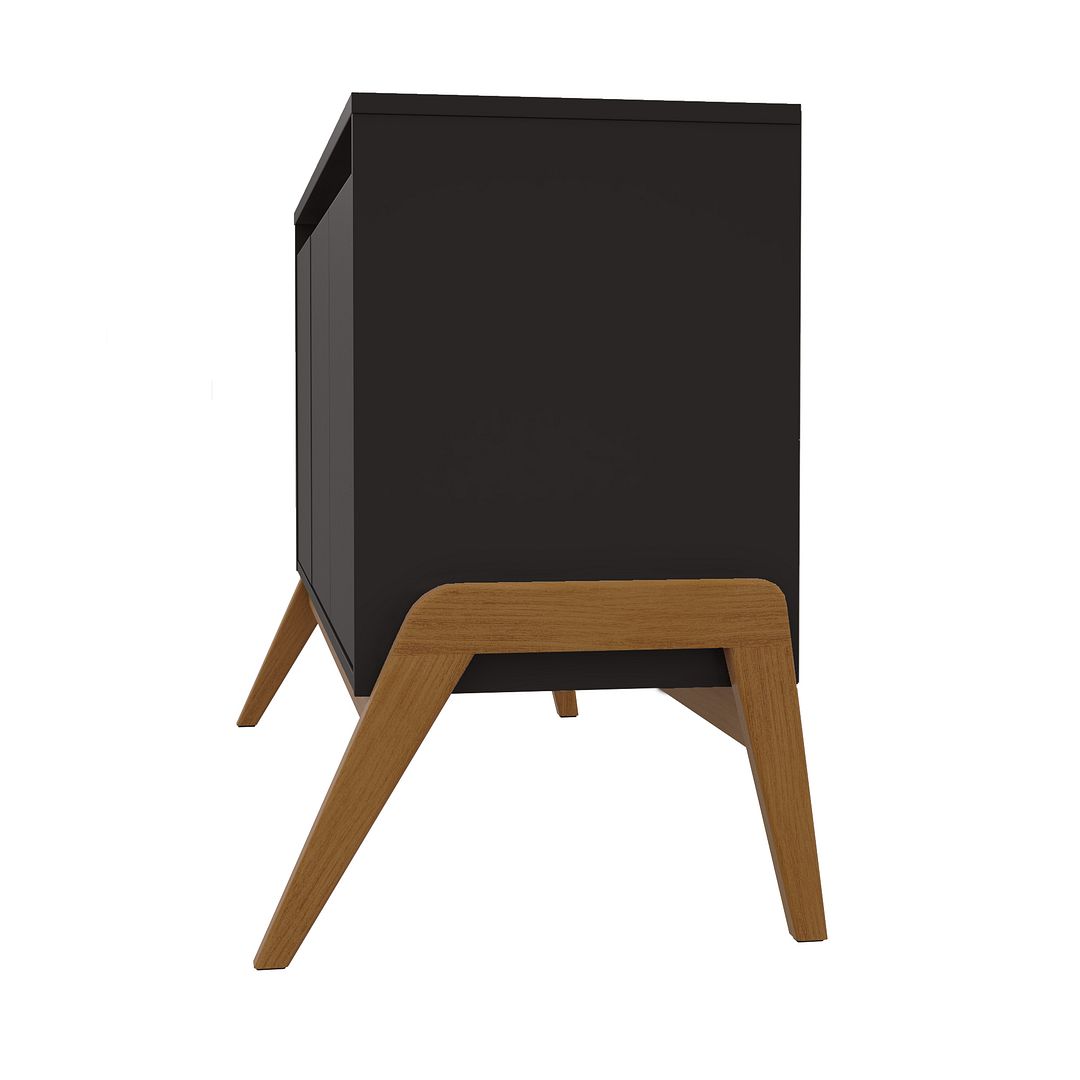 Manhattan Comfort Mid-Century Modern Gales 48.50 Sideboard with Solid Wood Legs in Matte Black