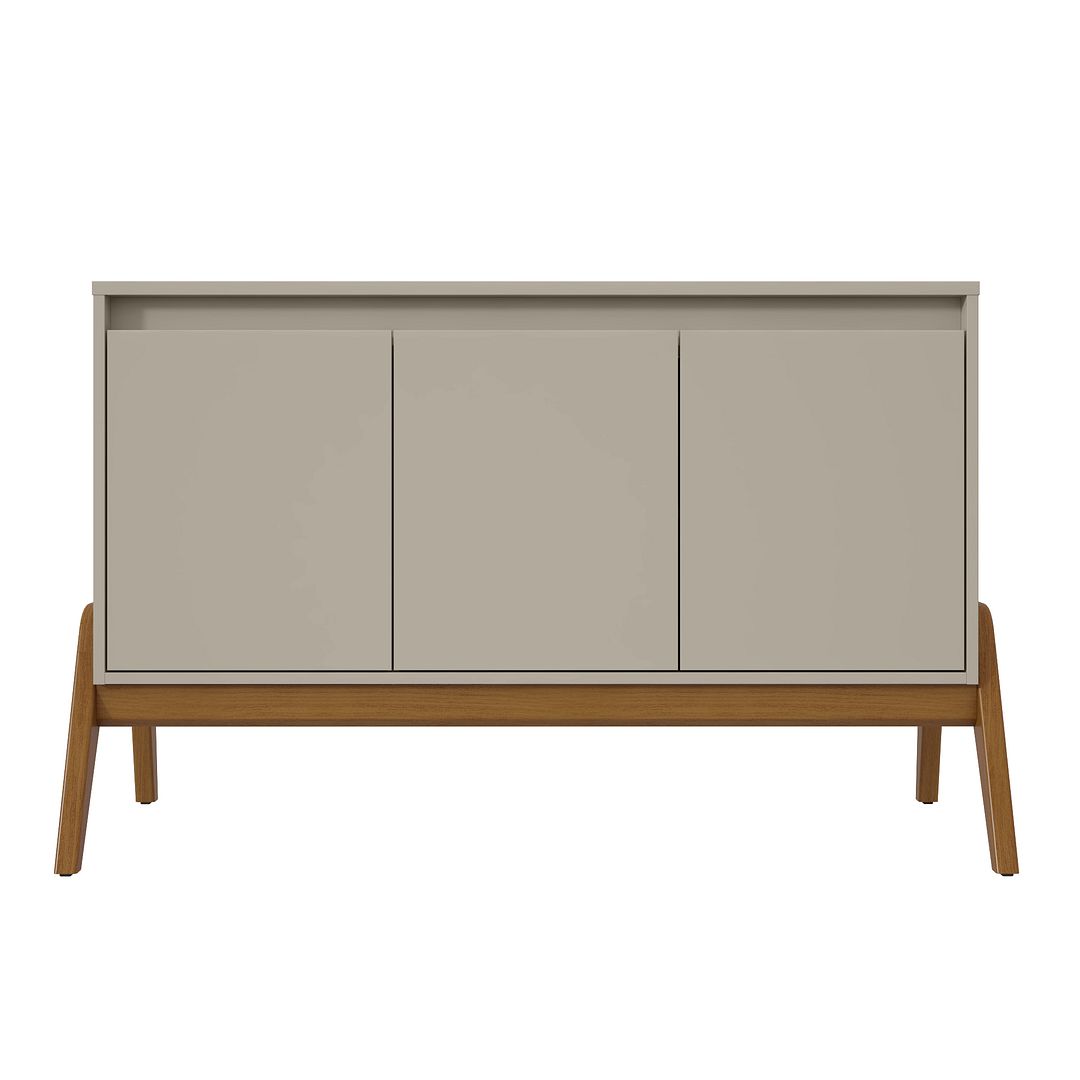 Manhattan Comfort Mid-Century Modern Gales 48.50 Sideboard with Solid Wood Legs in Greige