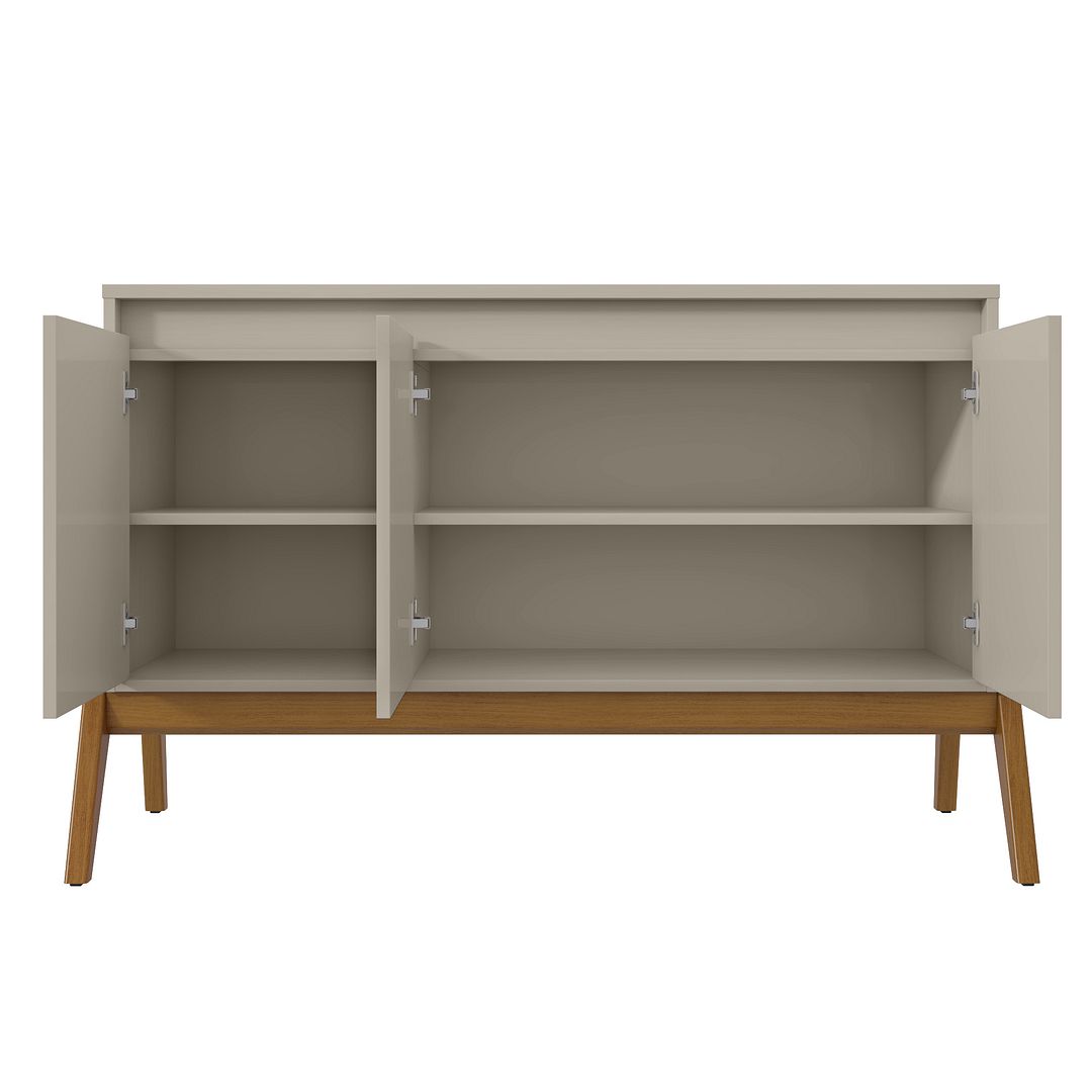 Manhattan Comfort Mid-Century Modern Gales 48.50 Sideboard with Solid Wood Legs in Greige