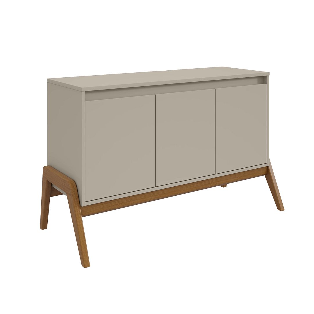 Manhattan Comfort Mid-Century Modern Gales 48.50 Sideboard with Solid Wood Legs in Greige