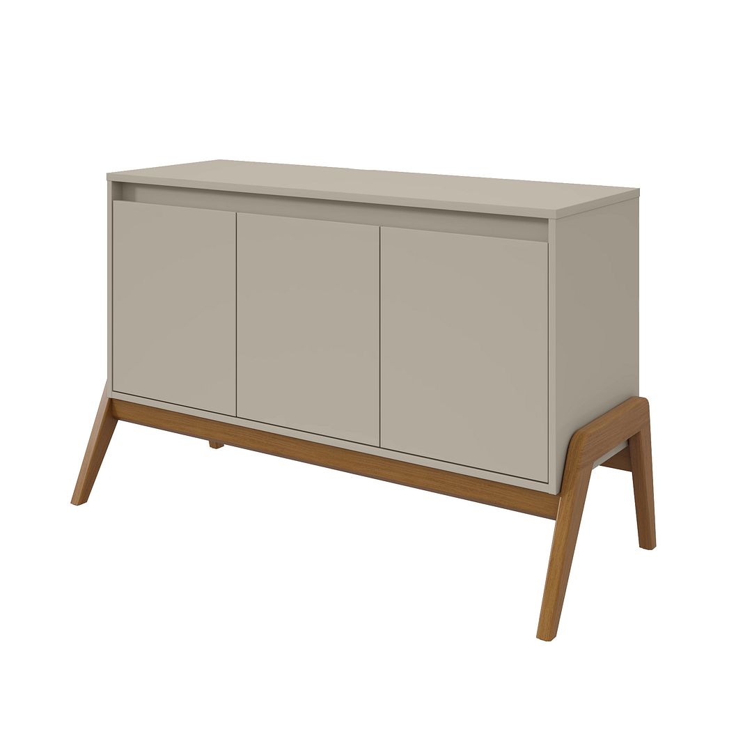 Manhattan Comfort Mid-Century Modern Gales 48.50 Sideboard with Solid Wood Legs in Greige