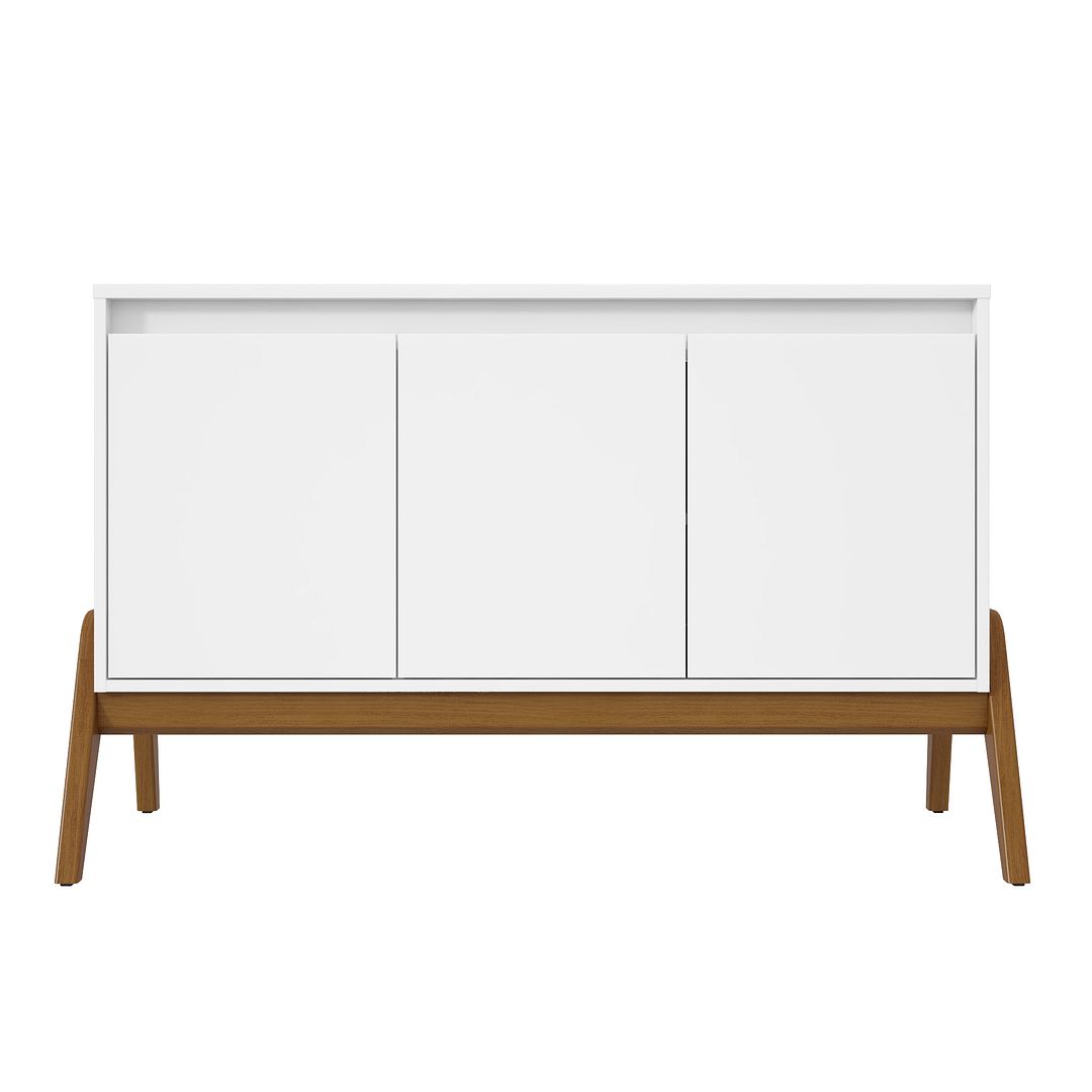 Manhattan Comfort Mid-Century Modern Gales 48.50 Sideboard with Solid Wood Legs in Matte White