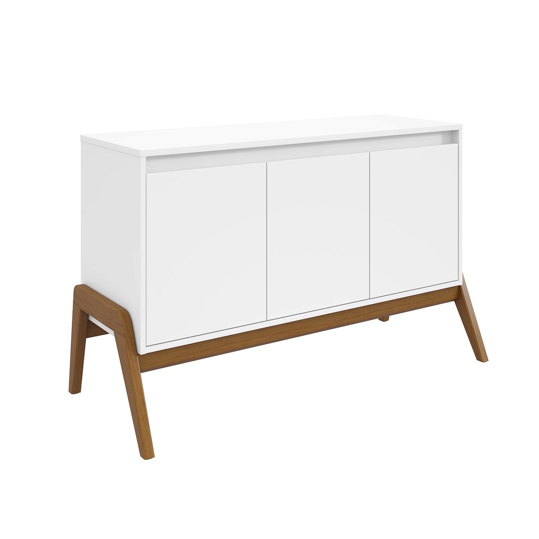 Manhattan Comfort Mid-Century Modern Gales 48.50 Sideboard with Solid Wood Legs in Matte White