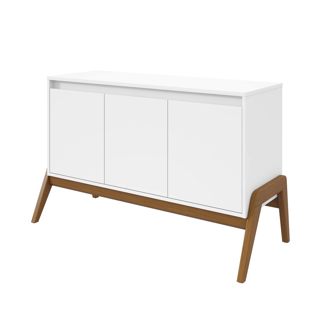 Manhattan Comfort Mid-Century Modern Gales 48.50 Sideboard with Solid Wood Legs in Matte White