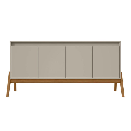 Manhattan Comfort Mid-Century Modern Gales 63.32 Sideboard with Solid Wood Legs in Greige