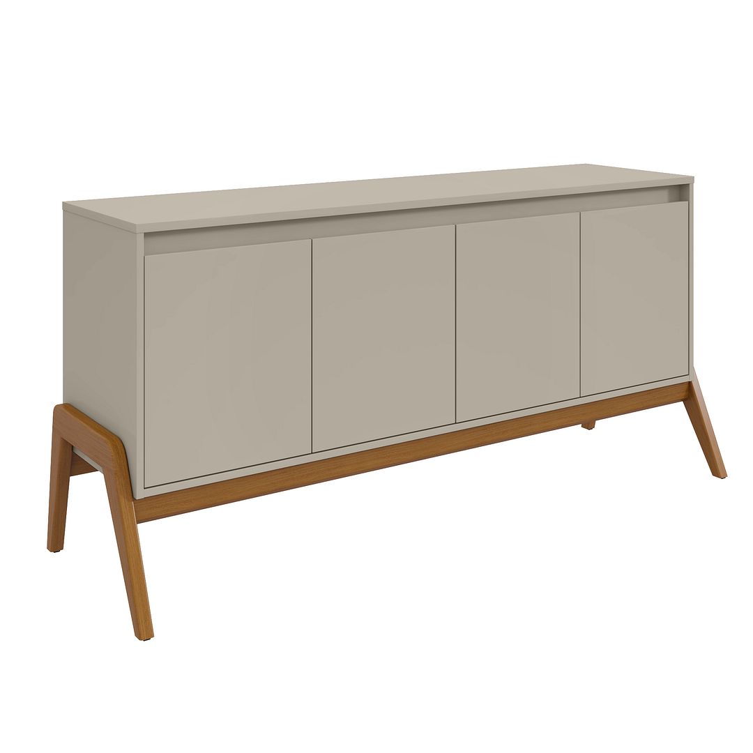 Manhattan Comfort Mid-Century Modern Gales 63.32 Sideboard with Solid Wood Legs in Greige