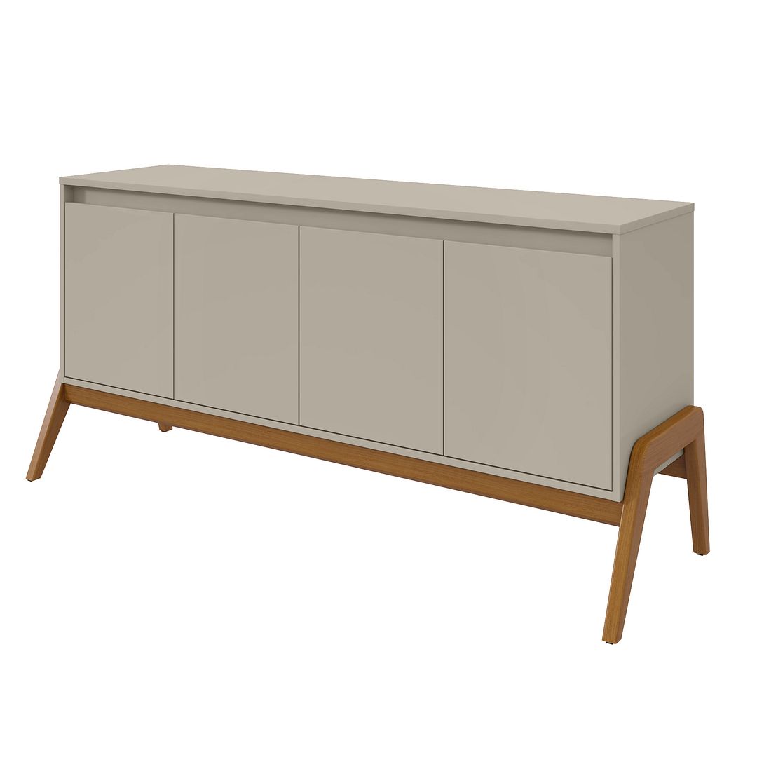 Manhattan Comfort Mid-Century Modern Gales 63.32 Sideboard with Solid Wood Legs in Greige