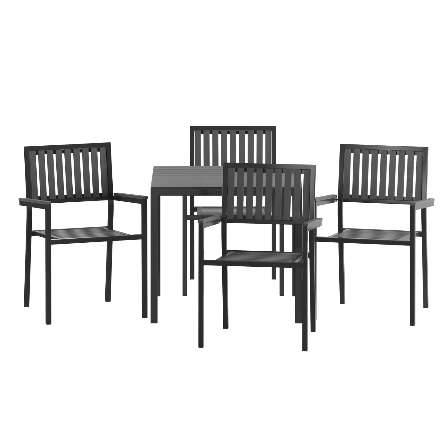 5PC Black Table and Chairs Set SB-A268C4-T-BK-GG