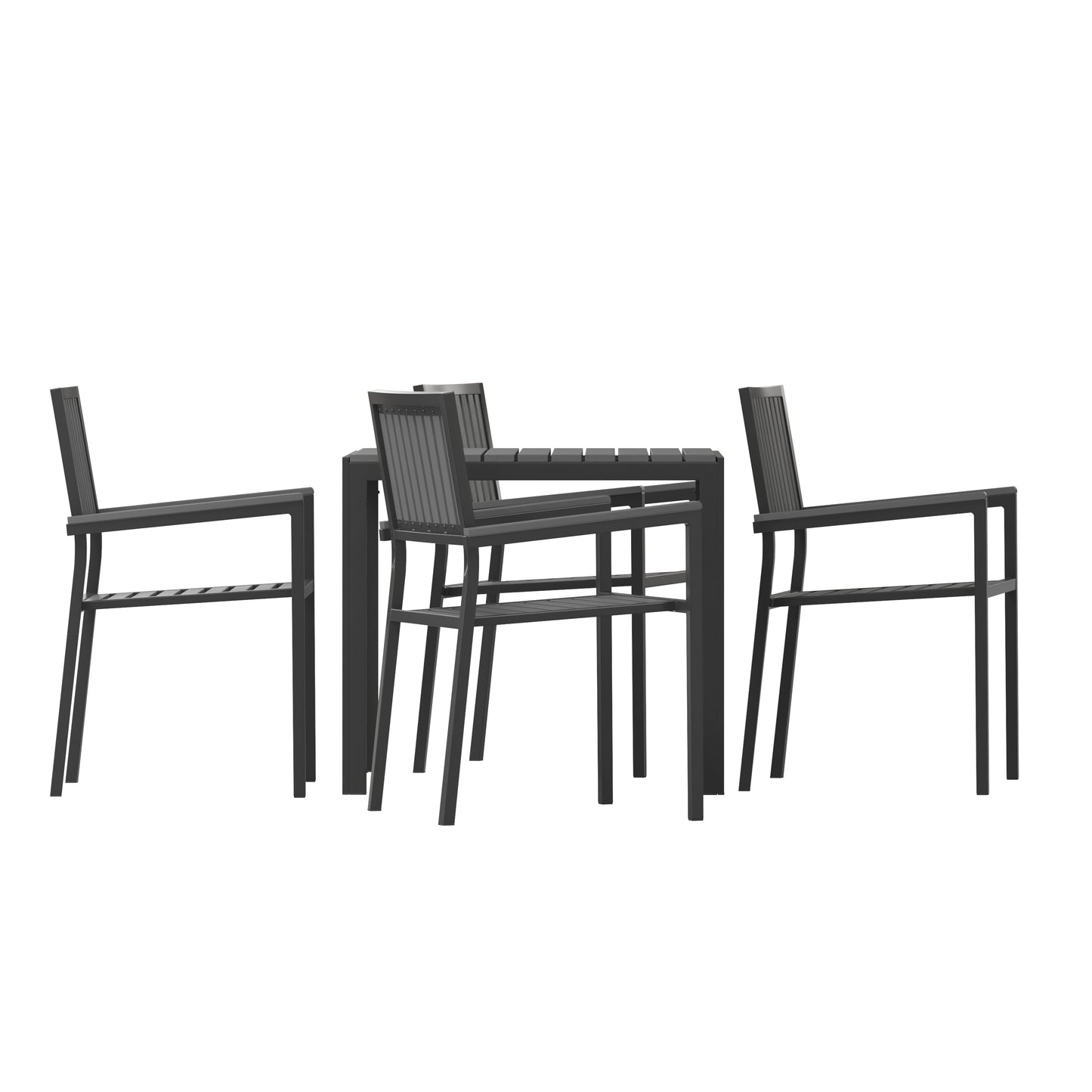 5PC Black Table and Chairs Set SB-A268C4-T-BK-GG