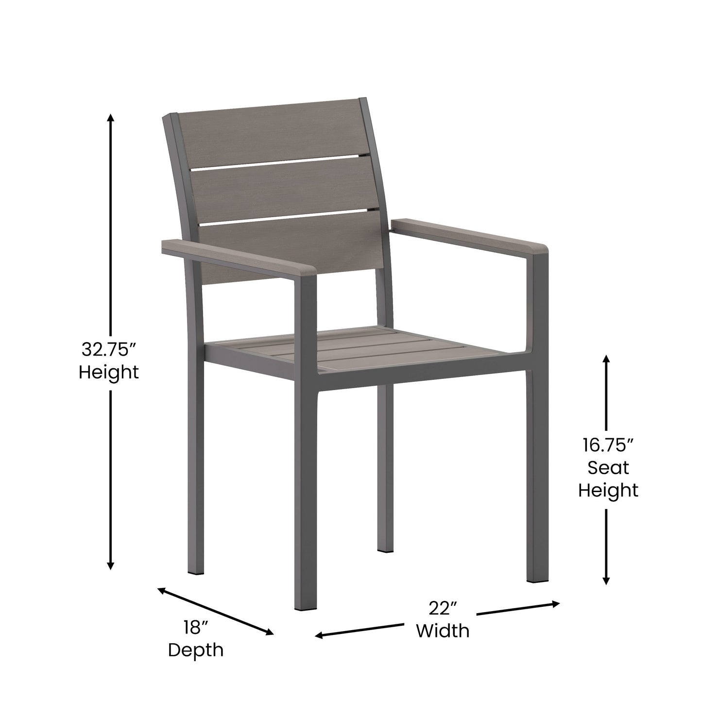 Modern Commercial Grade Patio Chair with Arms