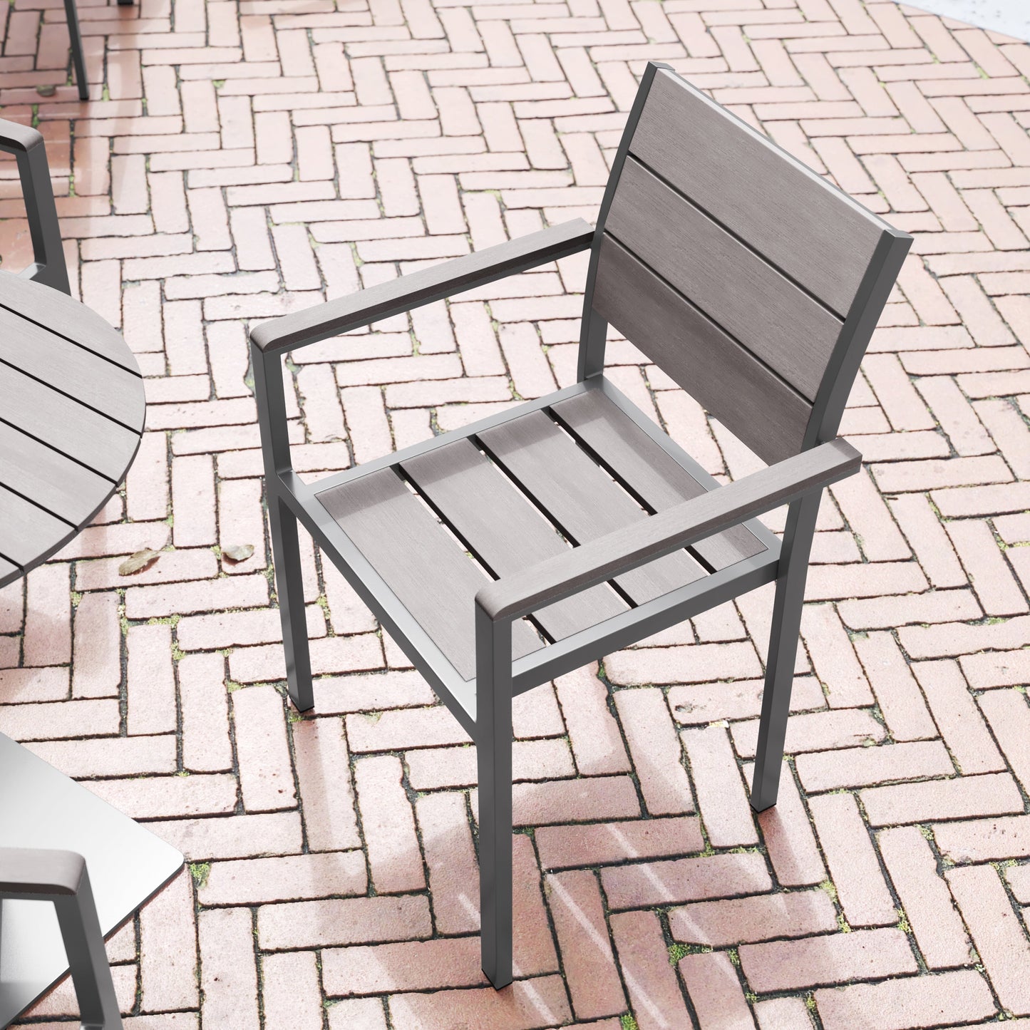 Modern Commercial Grade Patio Chair with Arms