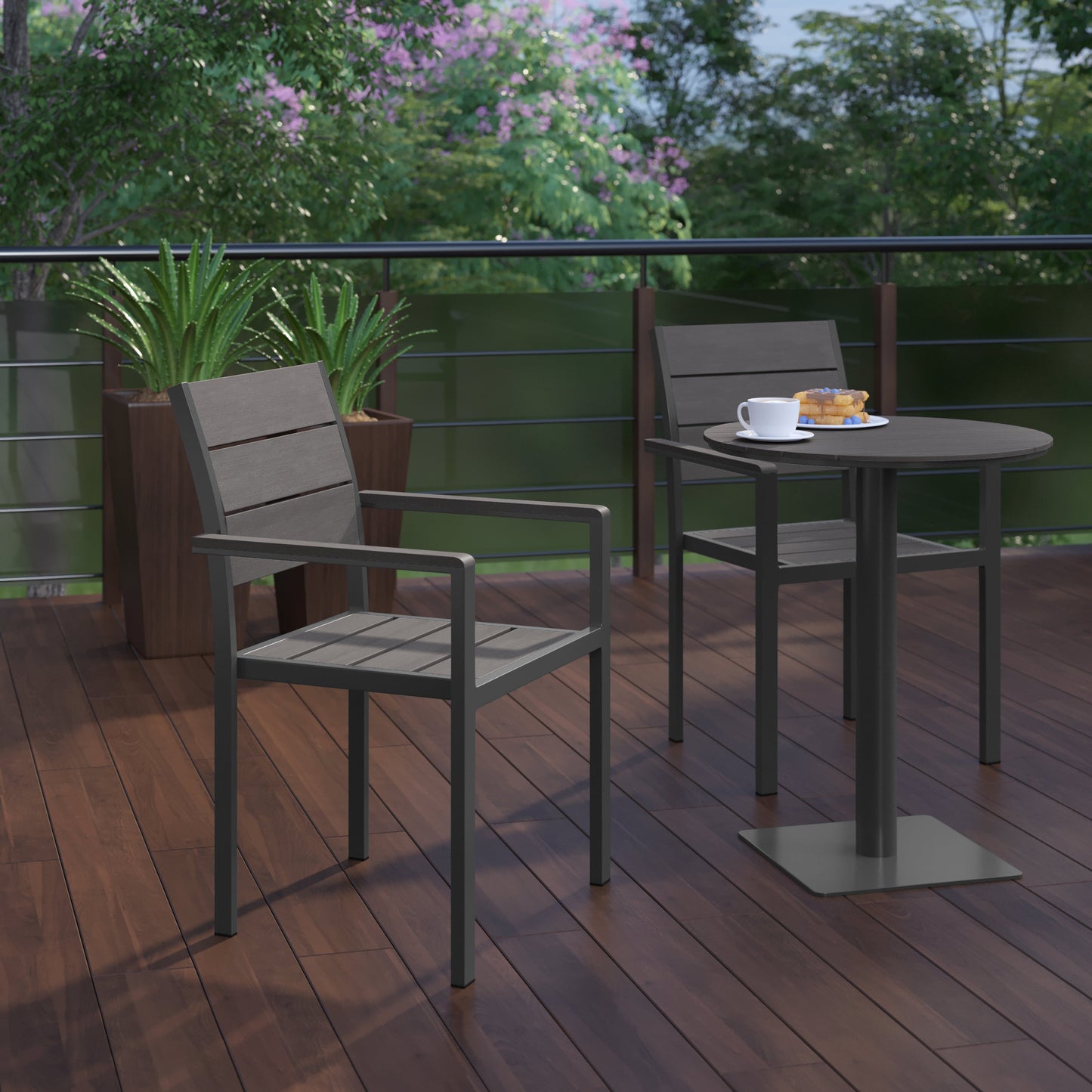 Modern Commercial Grade Patio Chair with Arms