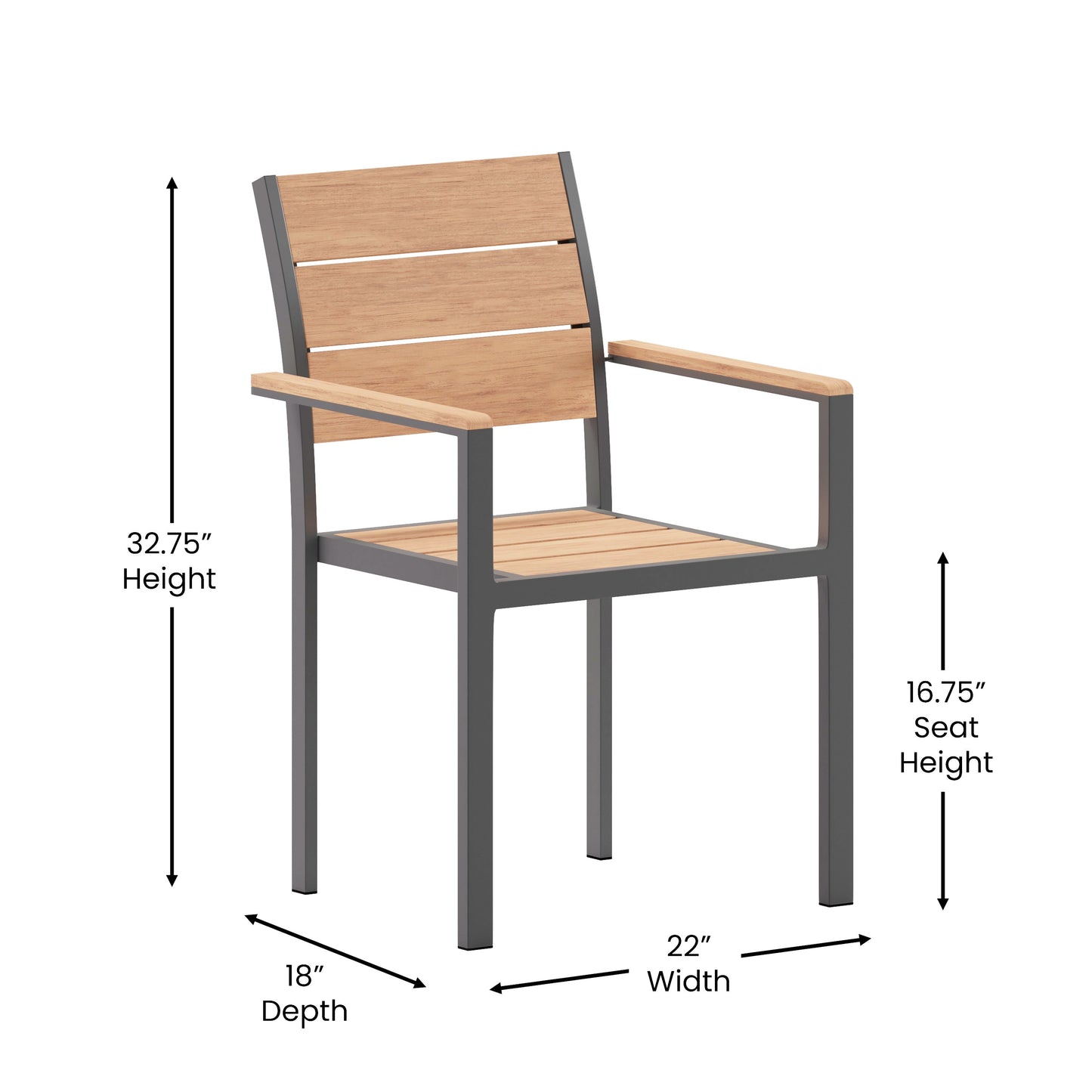 Modern Commercial Grade Patio Chair with Arms