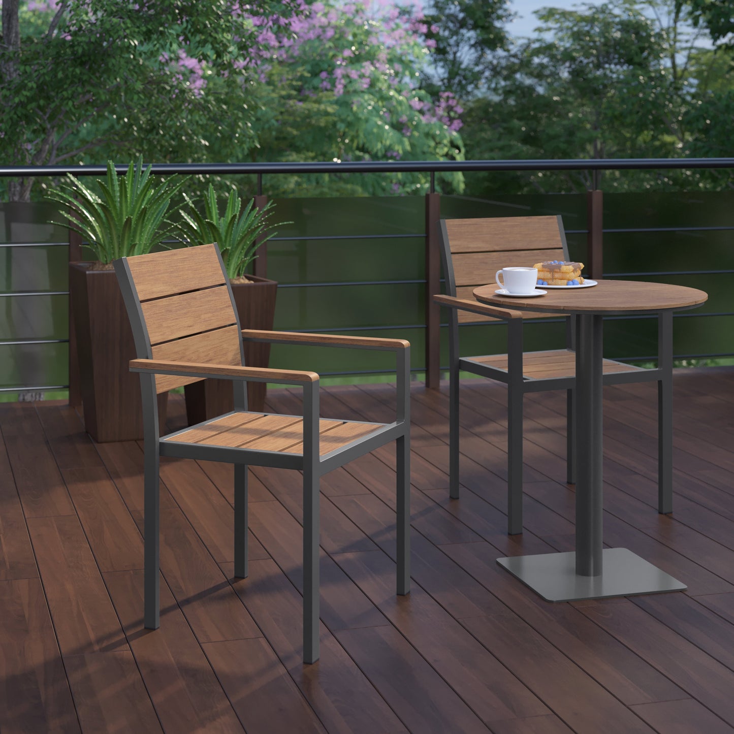 Modern Commercial Grade Patio Chair with Arms