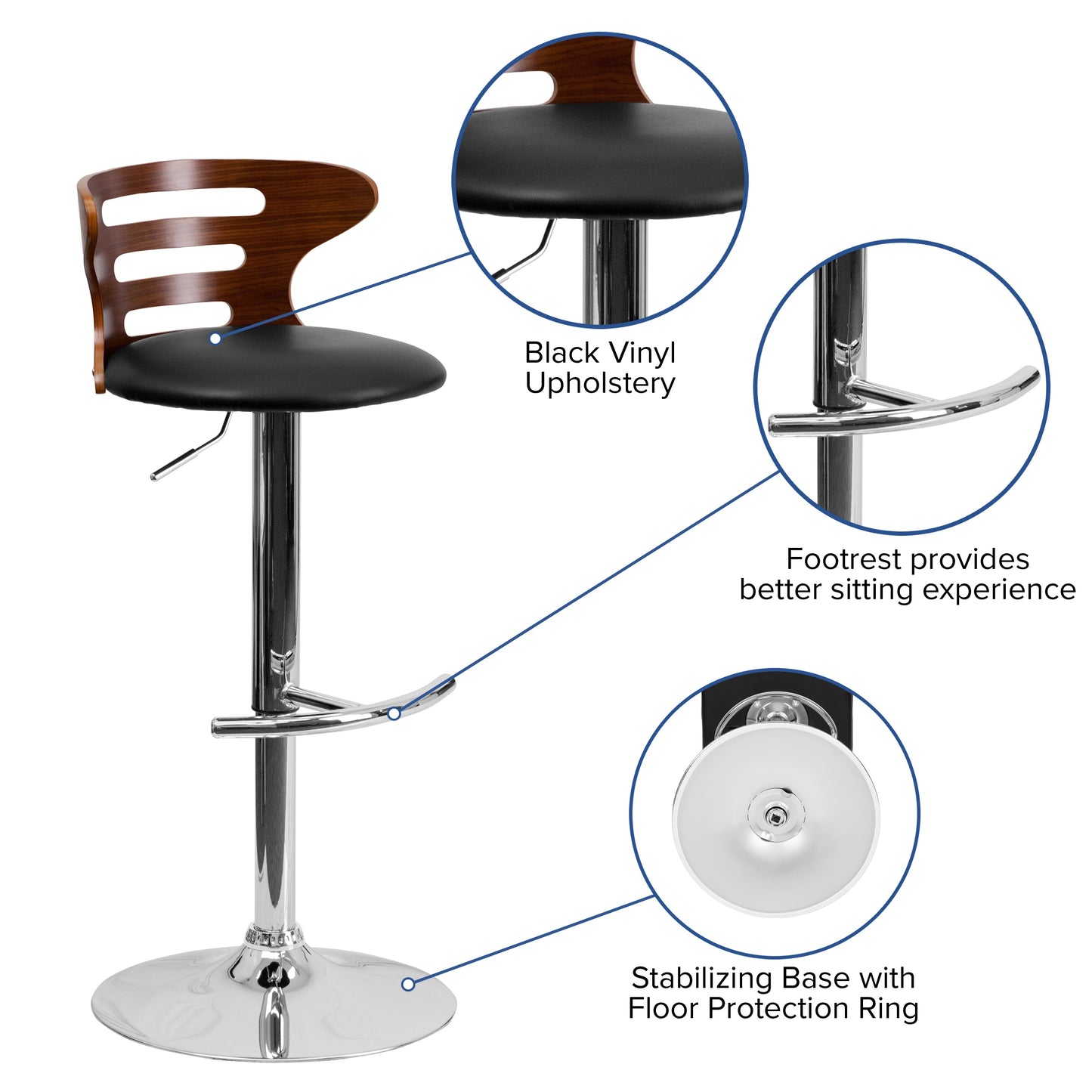 Walnut Wood Barstool SD-2019-WAL-GG