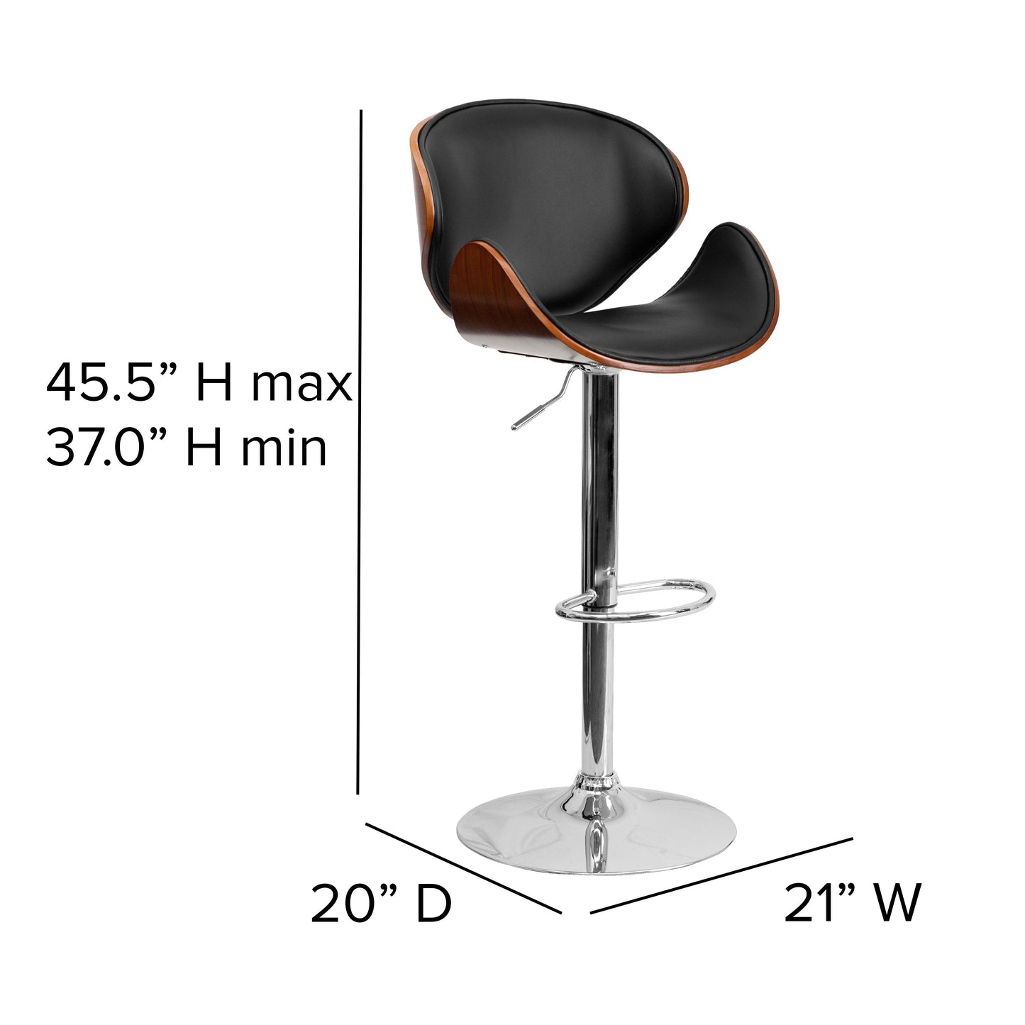 Walnut Wood Barstool SD-2203-WAL-GG