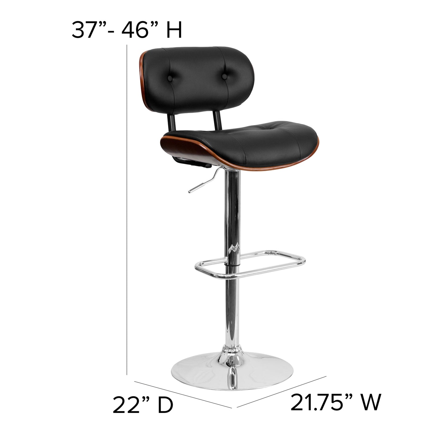 Walnut Wood Barstool SD-2228-WAL-GG