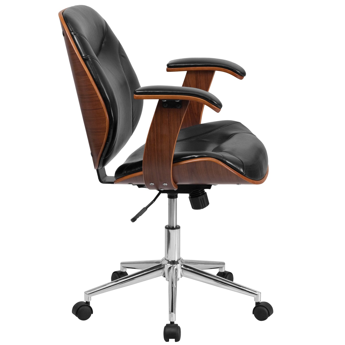 Black Mid-Back Leather Chair SD-SDM-2235-5-BK-GG