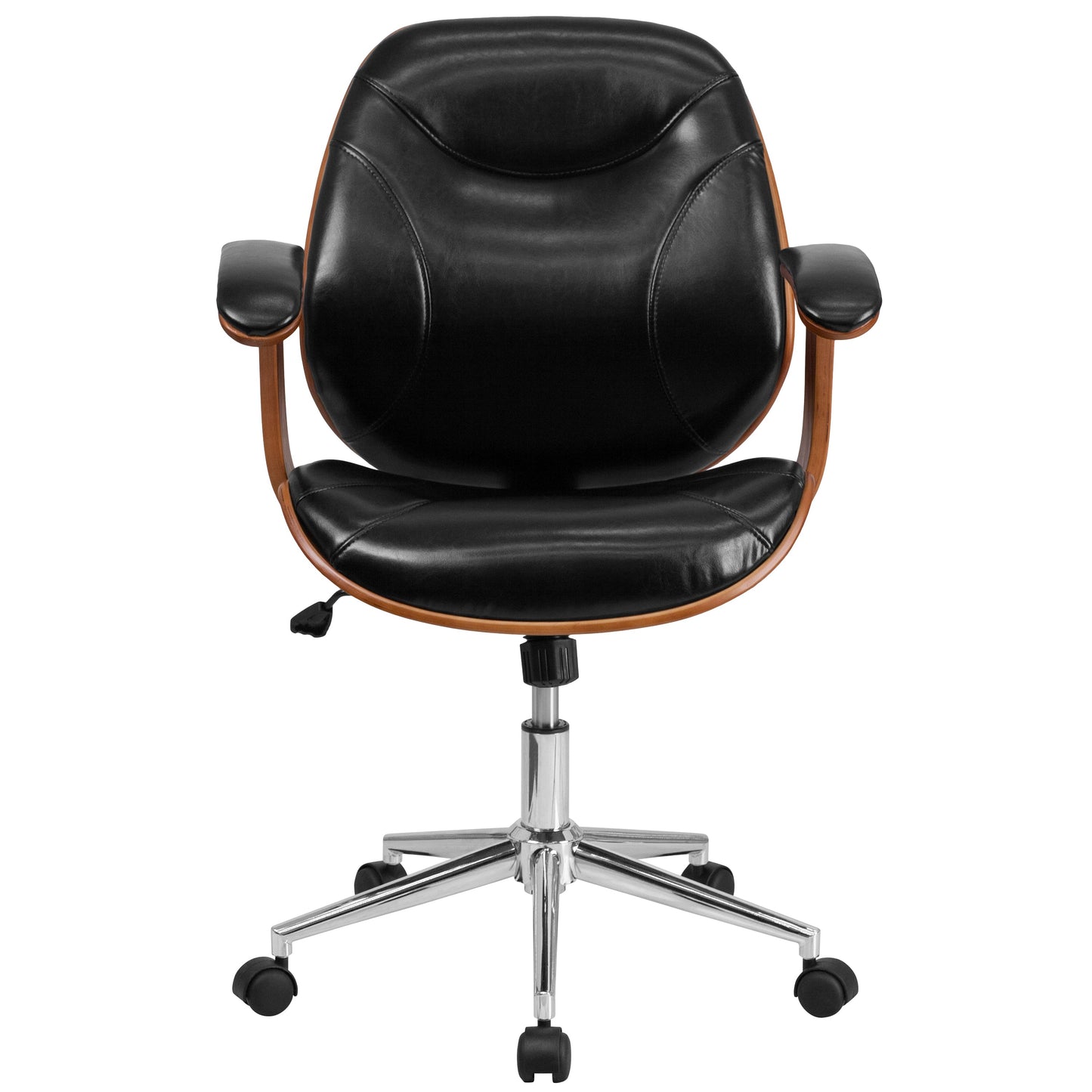 Black Mid-Back Leather Chair SD-SDM-2235-5-BK-GG