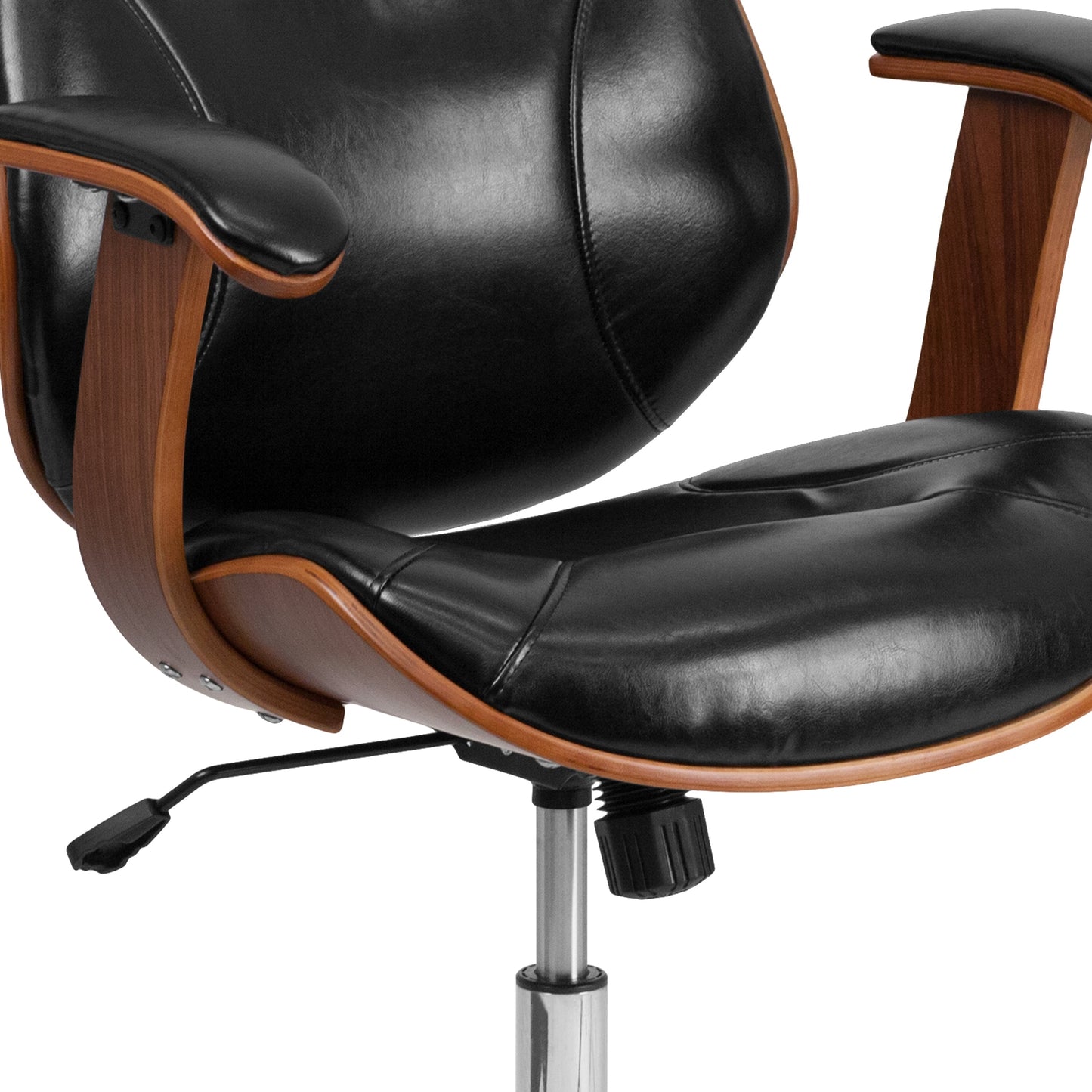 Black Mid-Back Leather Chair SD-SDM-2235-5-BK-GG