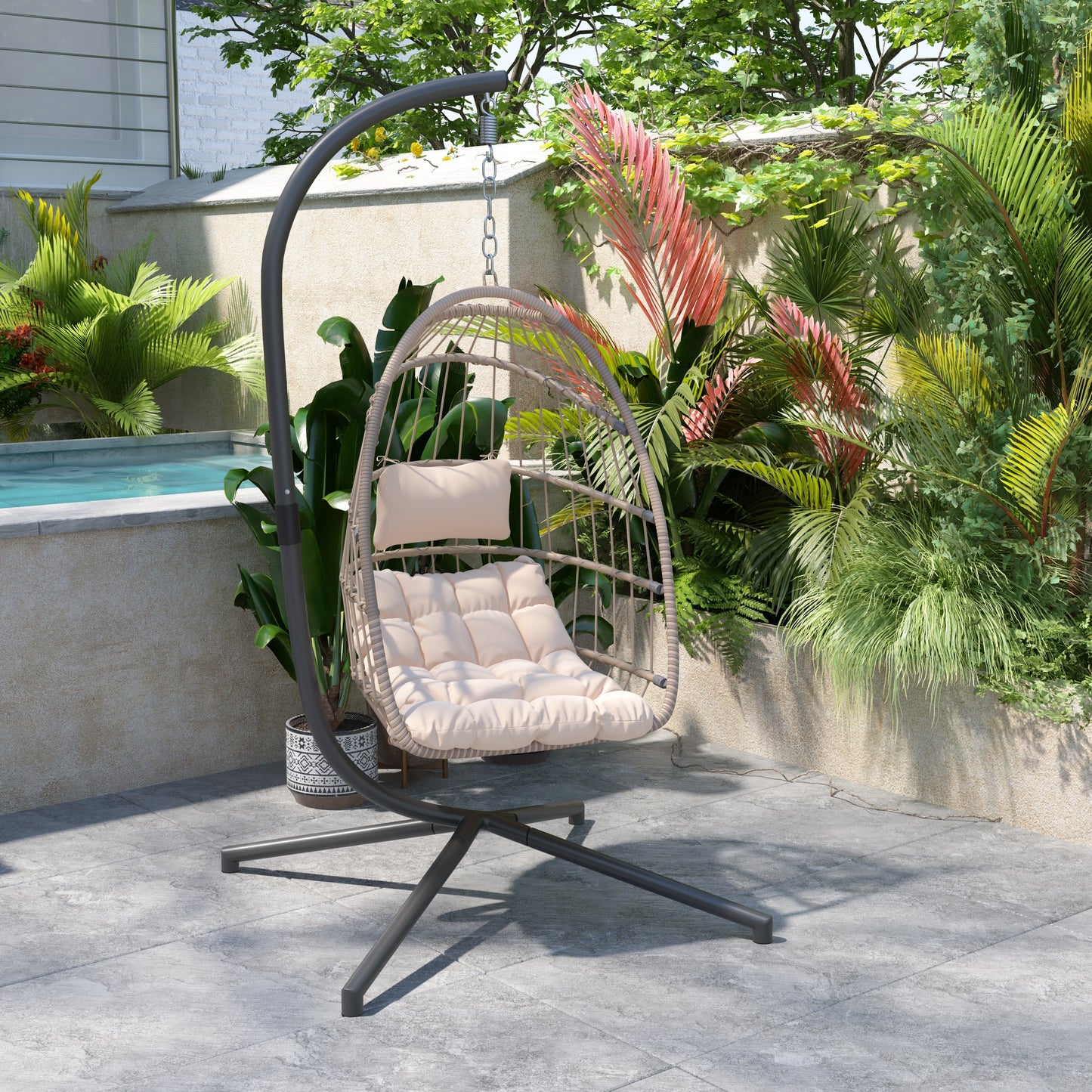 Natural Hanging Chair & Stand SDA-AD608001-NAT-GG