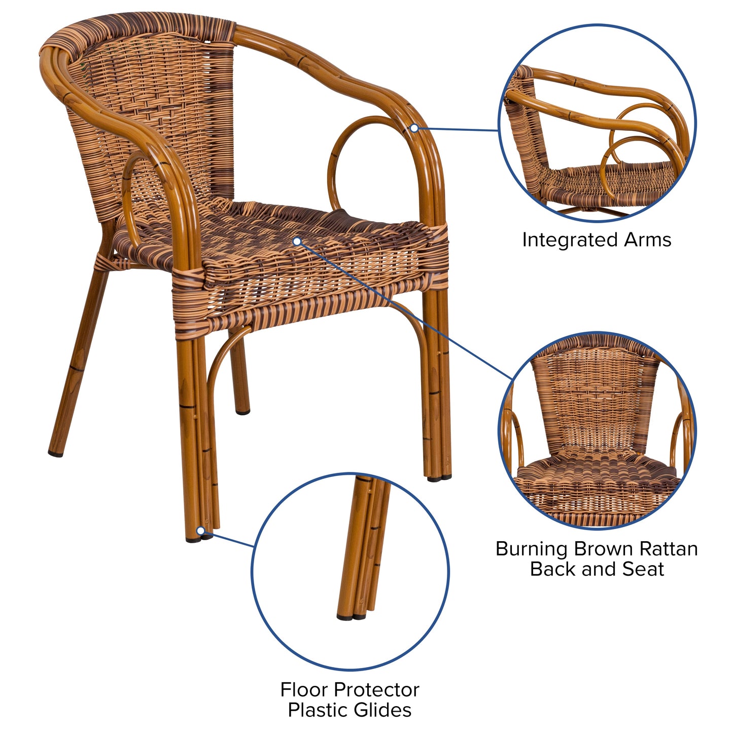 Brown Rattan Bamboo Chair SDA-AD632009D-1-GG