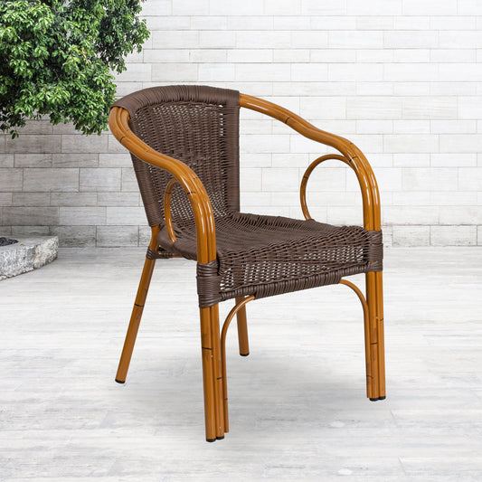 Dark Brown Rattan Bamboo Chair SDA-AD632009D-2-GG