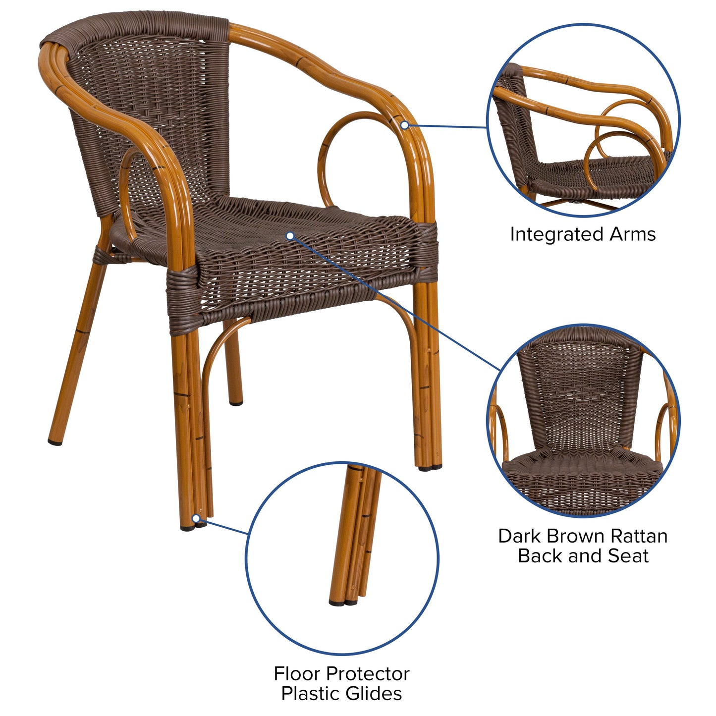 Dark Brown Rattan Bamboo Chair SDA-AD632009D-2-GG