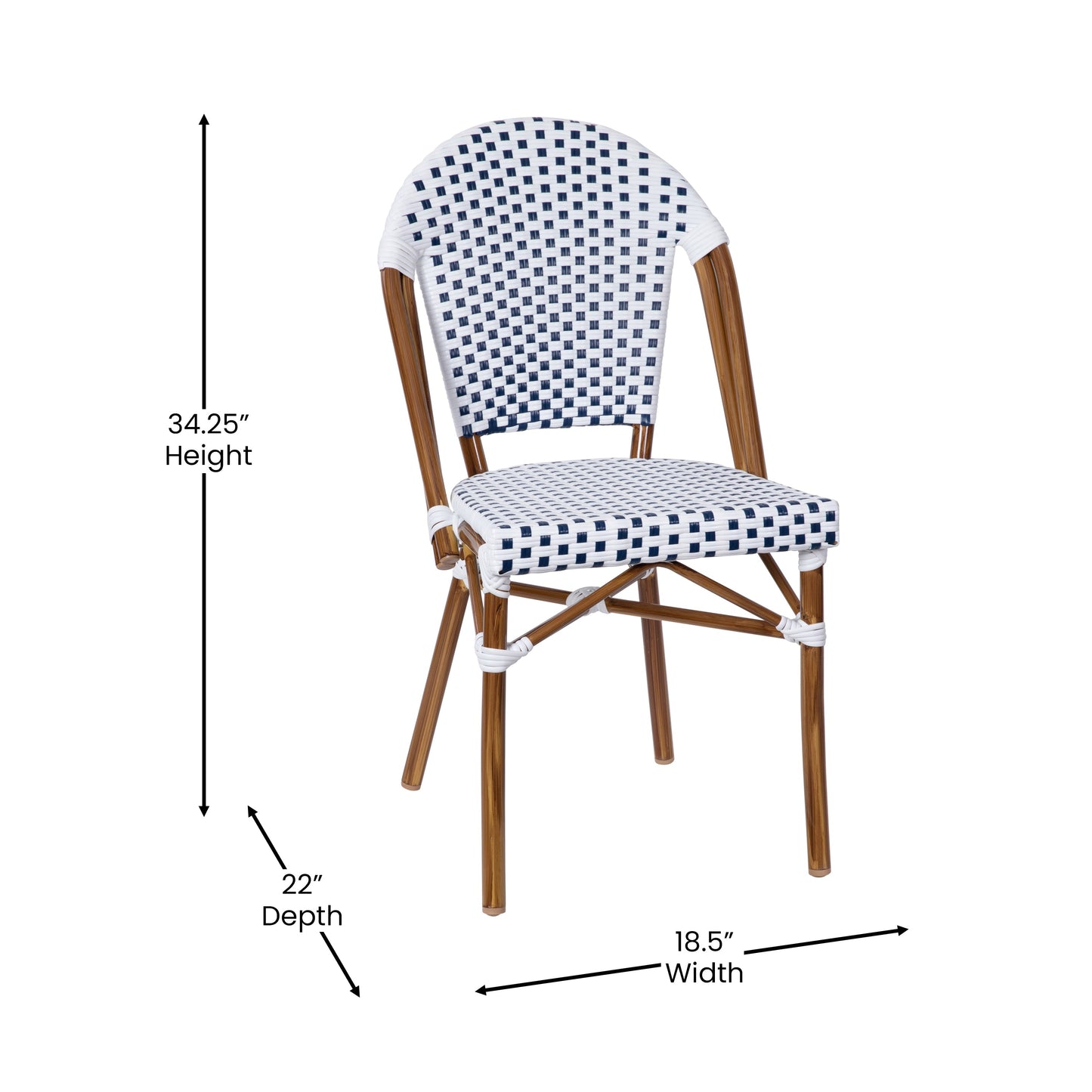 White/Navy French Cafe Chair SDA-AD642001-F-WHNVY-NAT-GG