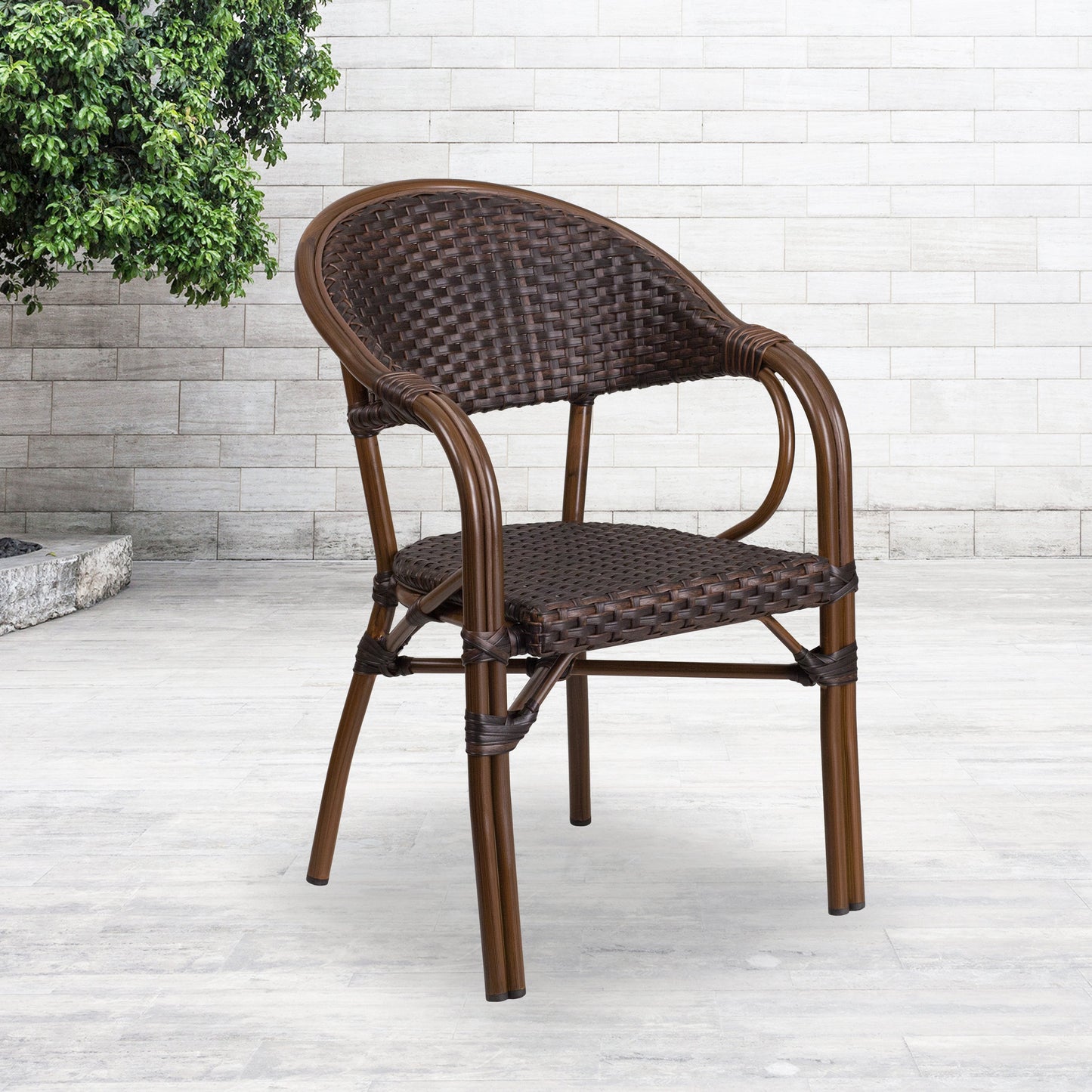 Dark Brown Rattan Bamboo Chair SDA-AD642003R-2-GG