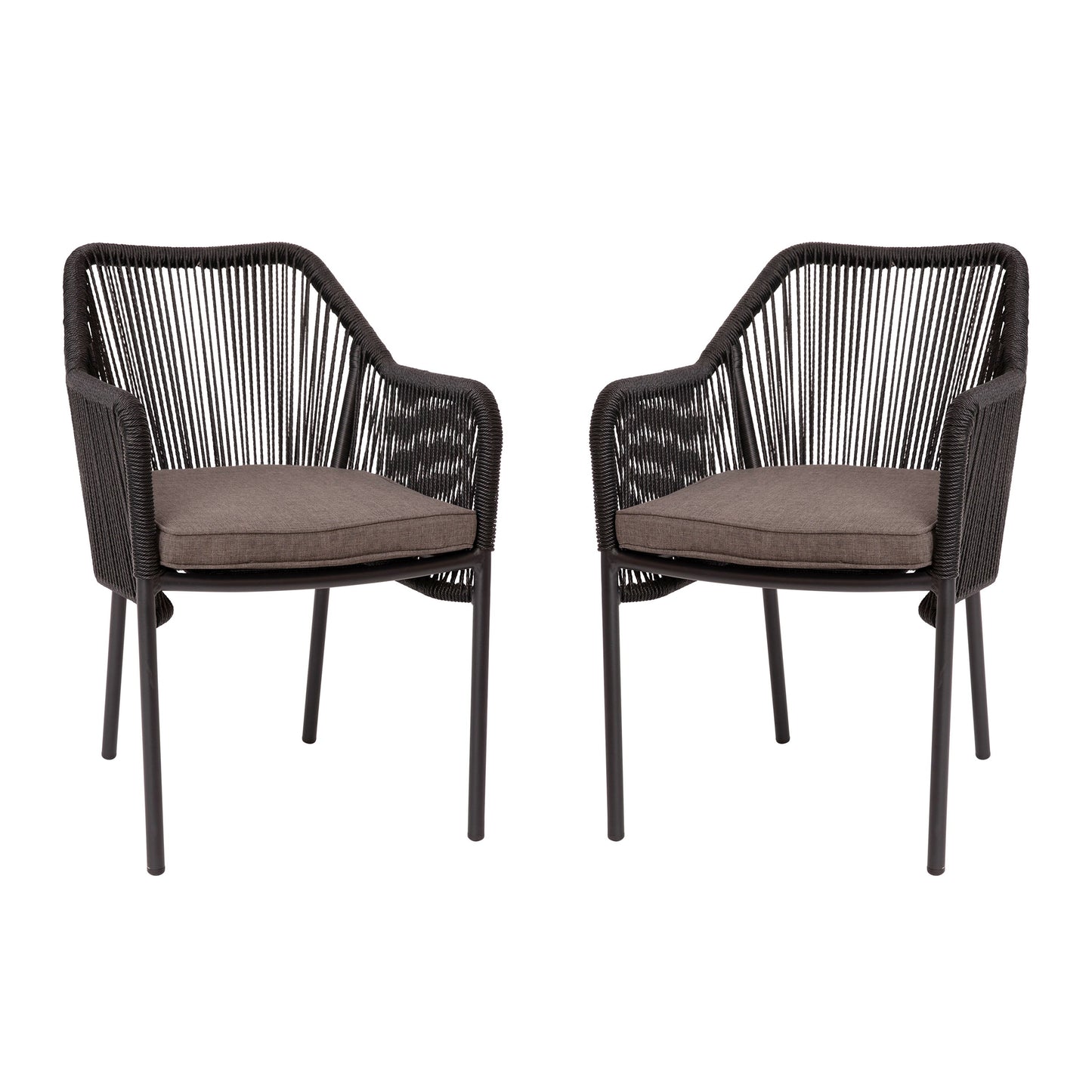 Set of 2 All-Weather Club Chairs with Arms - Stacks up to 6 Chairs High