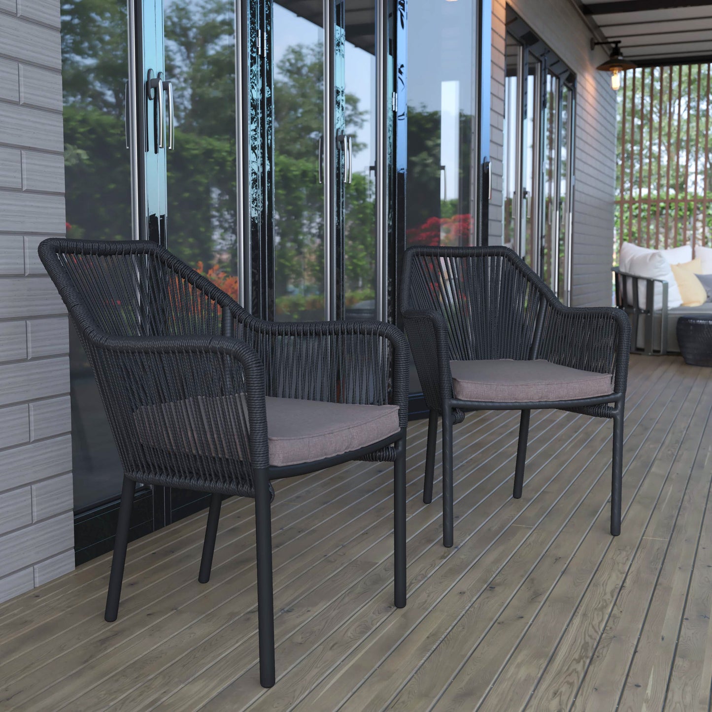 Set of 2 Black Patio Chairs SDA-AD892006-BK-2-GG