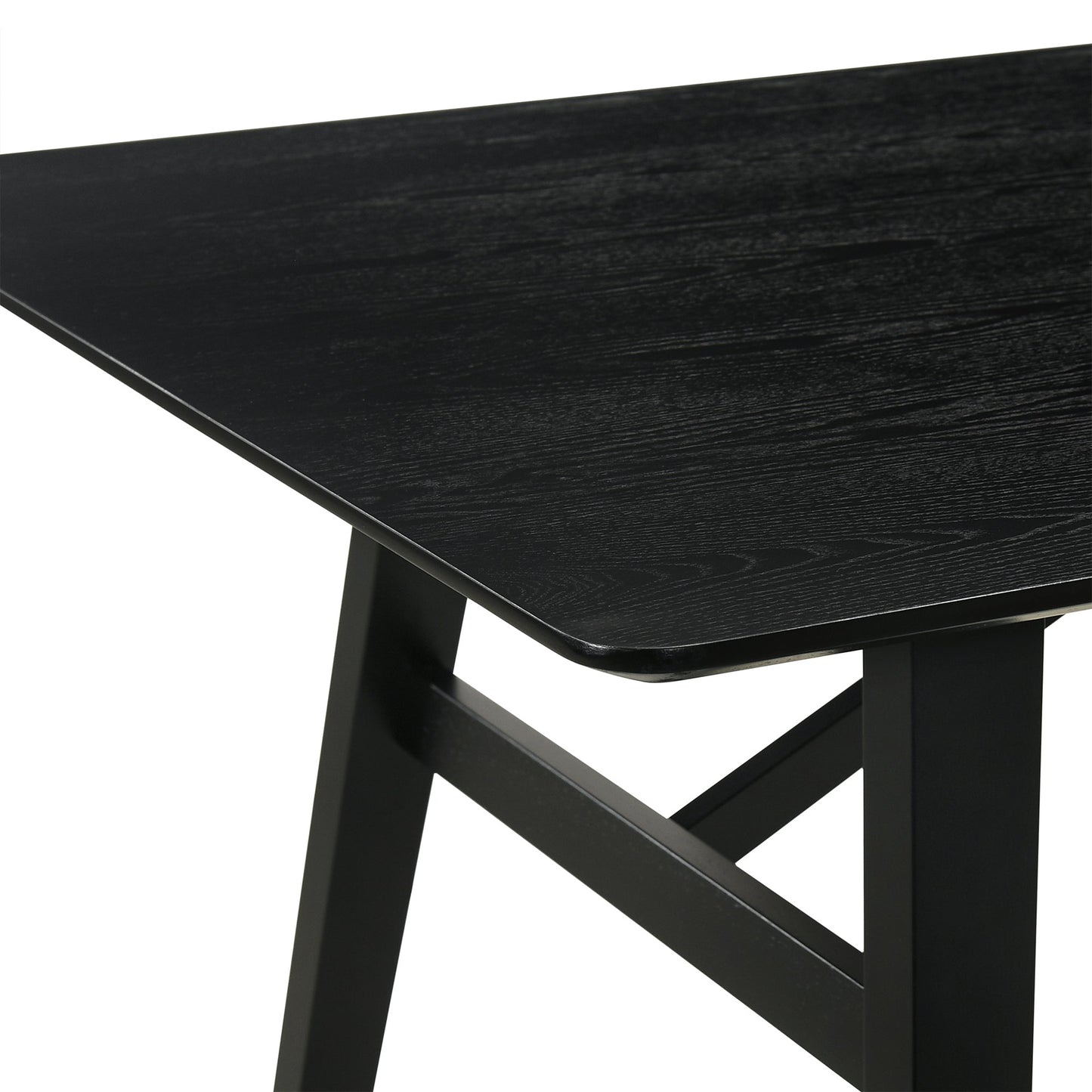 Channell 5 Piece Black Wood Dining Table Set with Charcoal Fabric