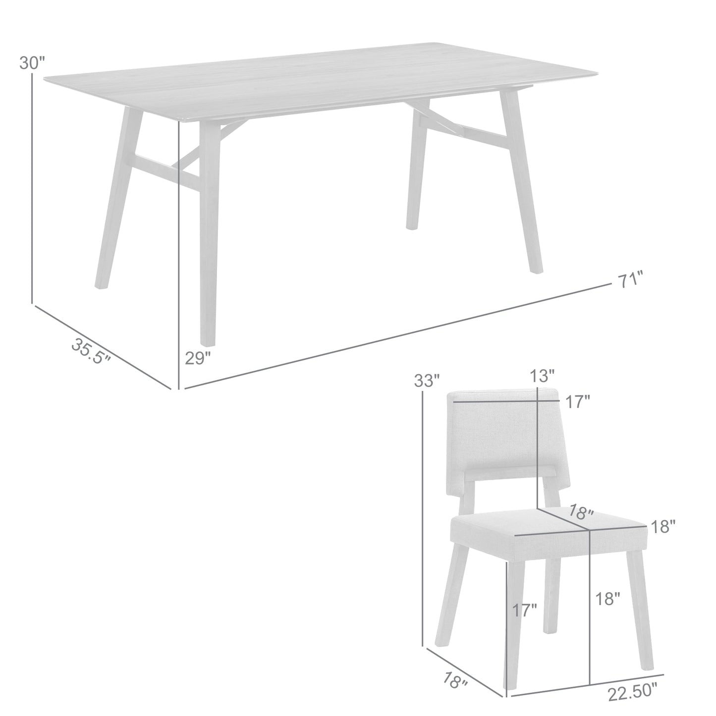 Channell 5 Piece Walnut Wood Dining Table Set with Orange Fabric