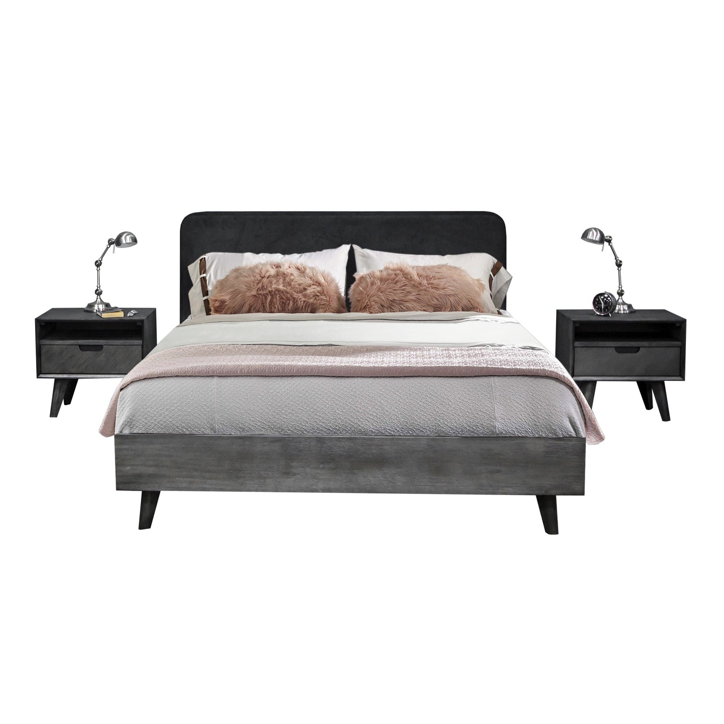 Mohave 3 Piece Acacia Queen Bed and Nightstands Bedroom Set