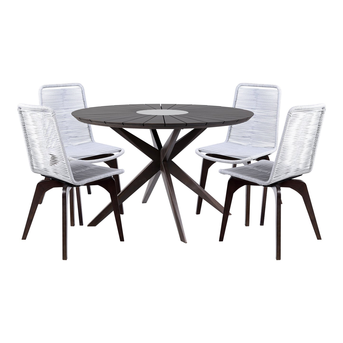 Oasis and Island Outdoor 5 Piece Dark Eucalyptus and Concrete Dining Set