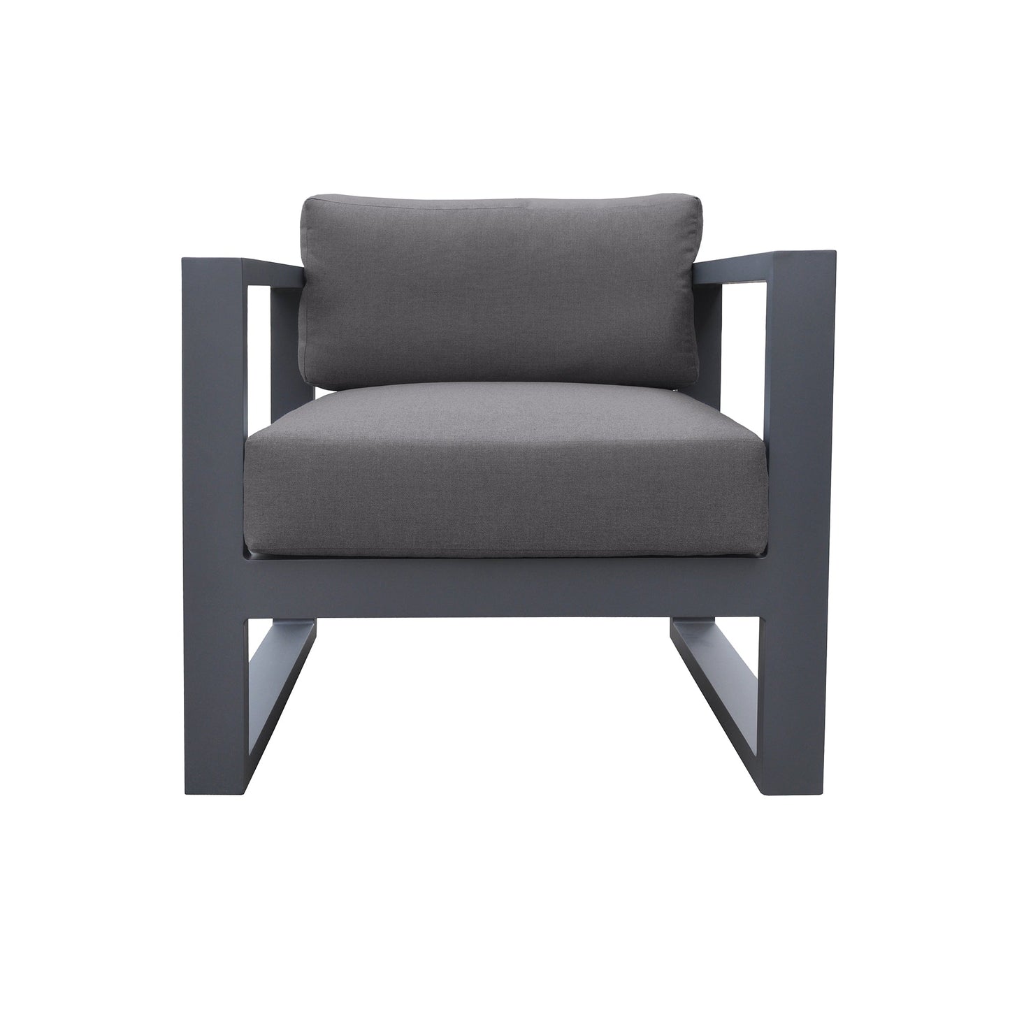 Aelani Outdoor 4 piece Set in Dark Gray Finish and Charcoal Cushions