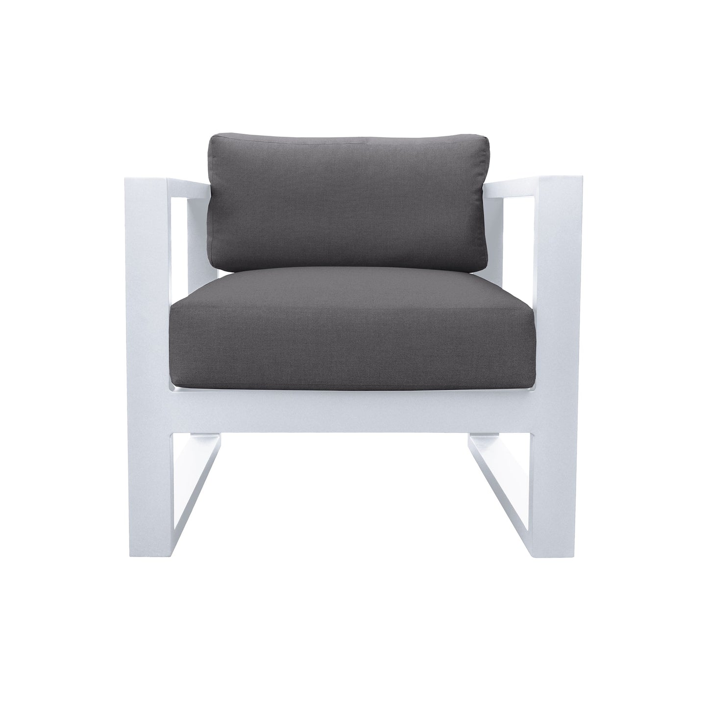 Aelani Outdoor 4 piece Set in White Finish and Charcoal Cushions