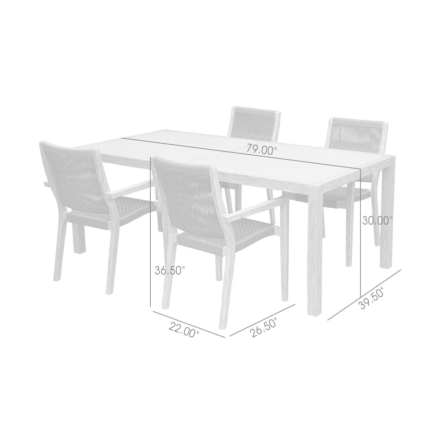 Sienna and Madsen 5 Piece Outdoor Eucalyptus Dining Set with Gray Teak Finish