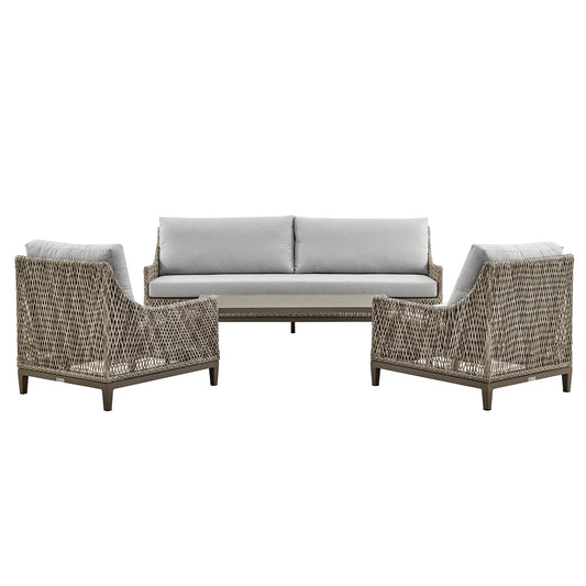 Grenada 4 Piece Outdoor Gray Fabric and Wicker Conversation Set