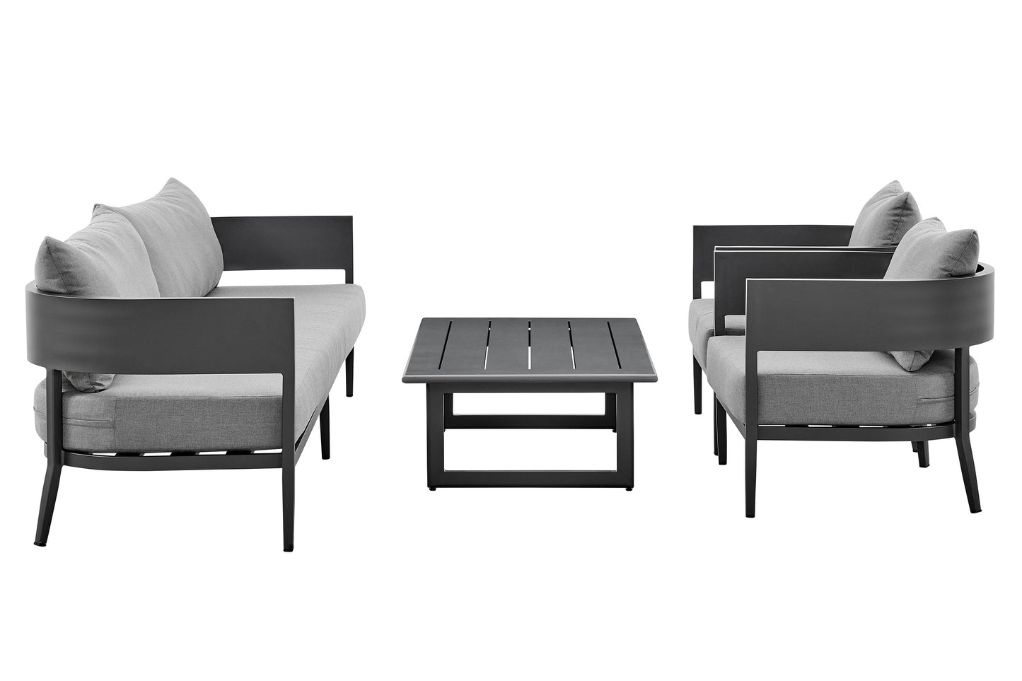 Menorca 4 Piece Outdoor Dark Gray Aluminum & Fabric Outdoor Conversation Set