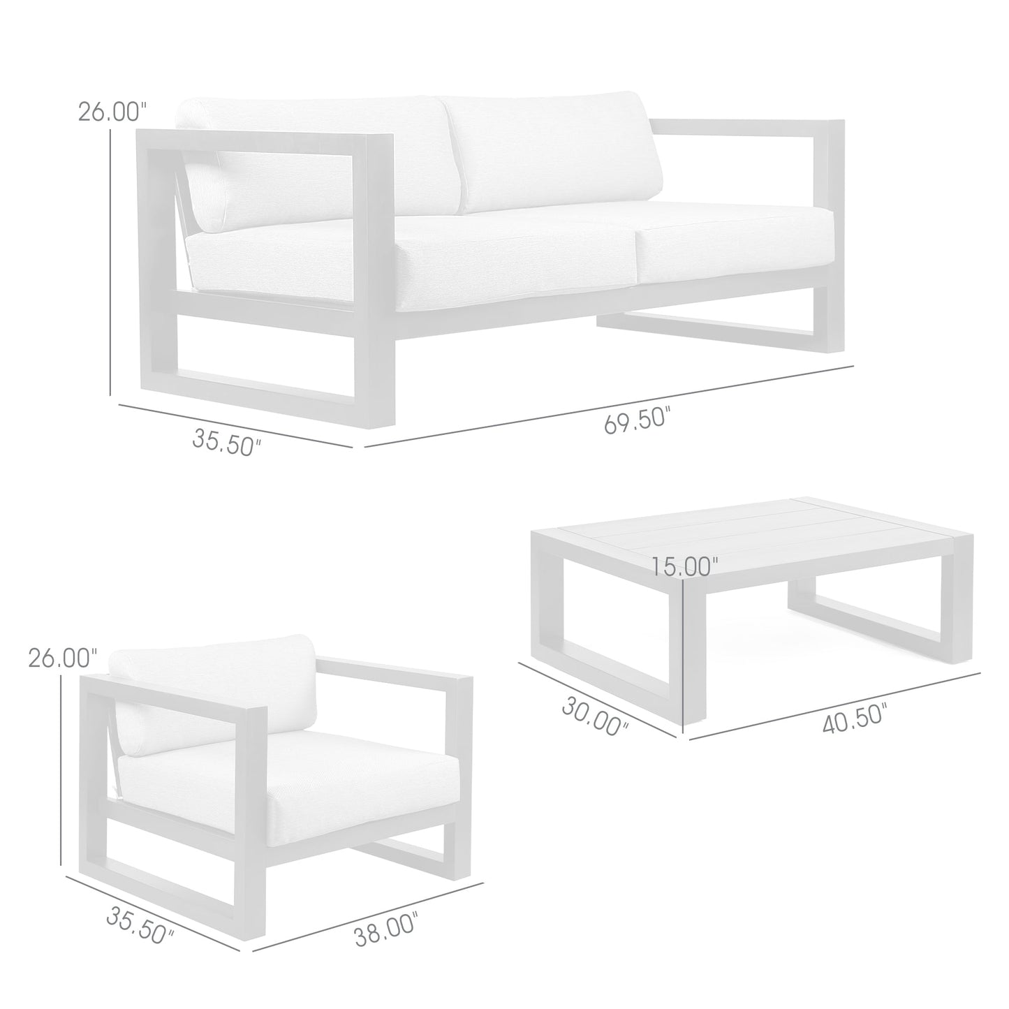 Paradise 4 Piece Outdoor Dark Eucalyptus Wood Sofa Seating Set with Gray Cushions