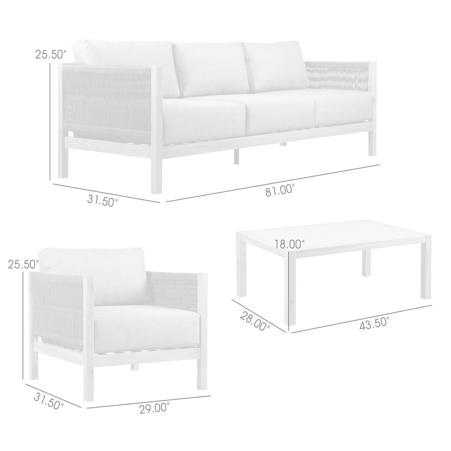 Sienna 4 Piece Eucalyptus Wood Outdoor Sofa Seating Set with Teak Finish and Gray Cushions