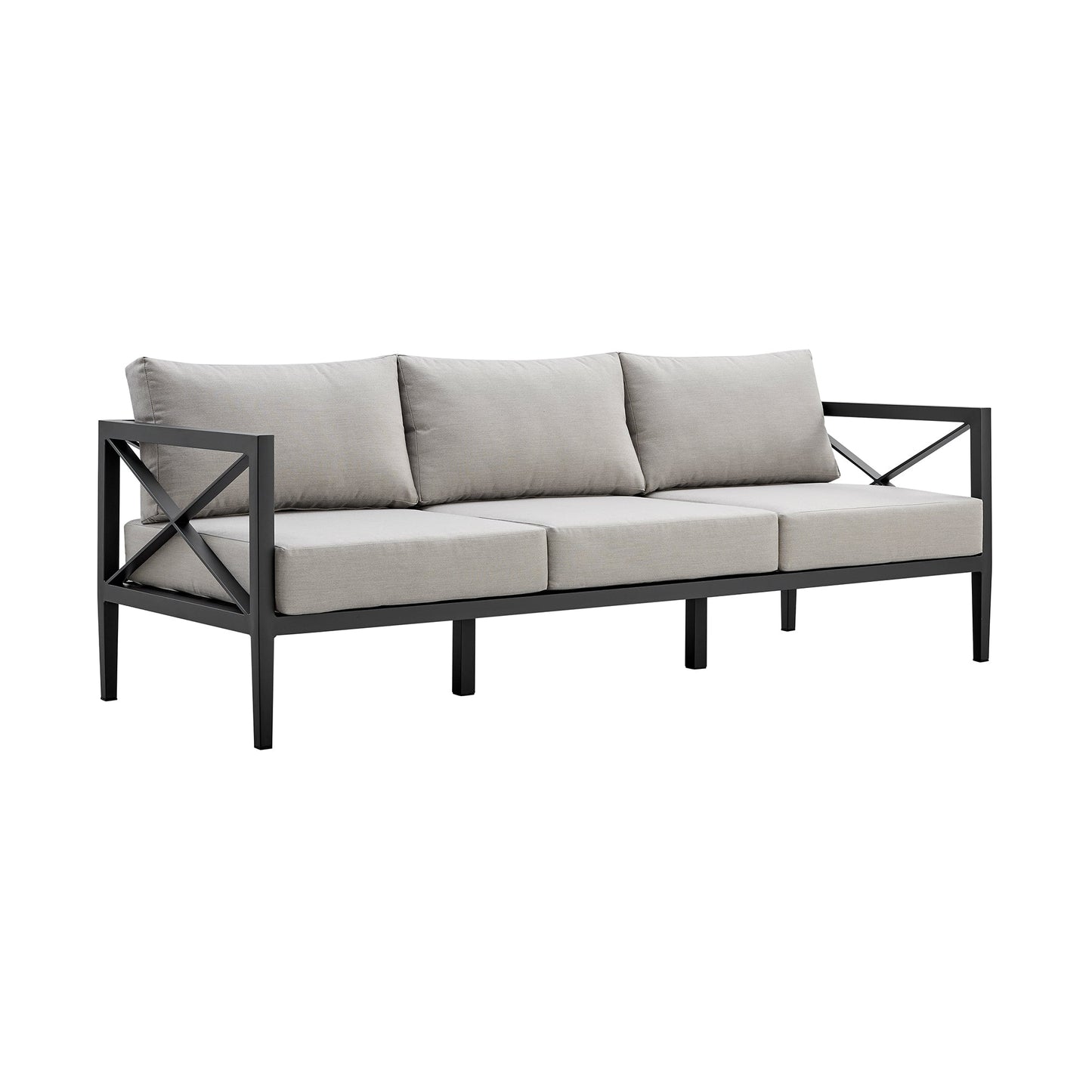 Sonoma Outdoor 4 piece Set in Dark Gray Finish and Light Gray Cushions