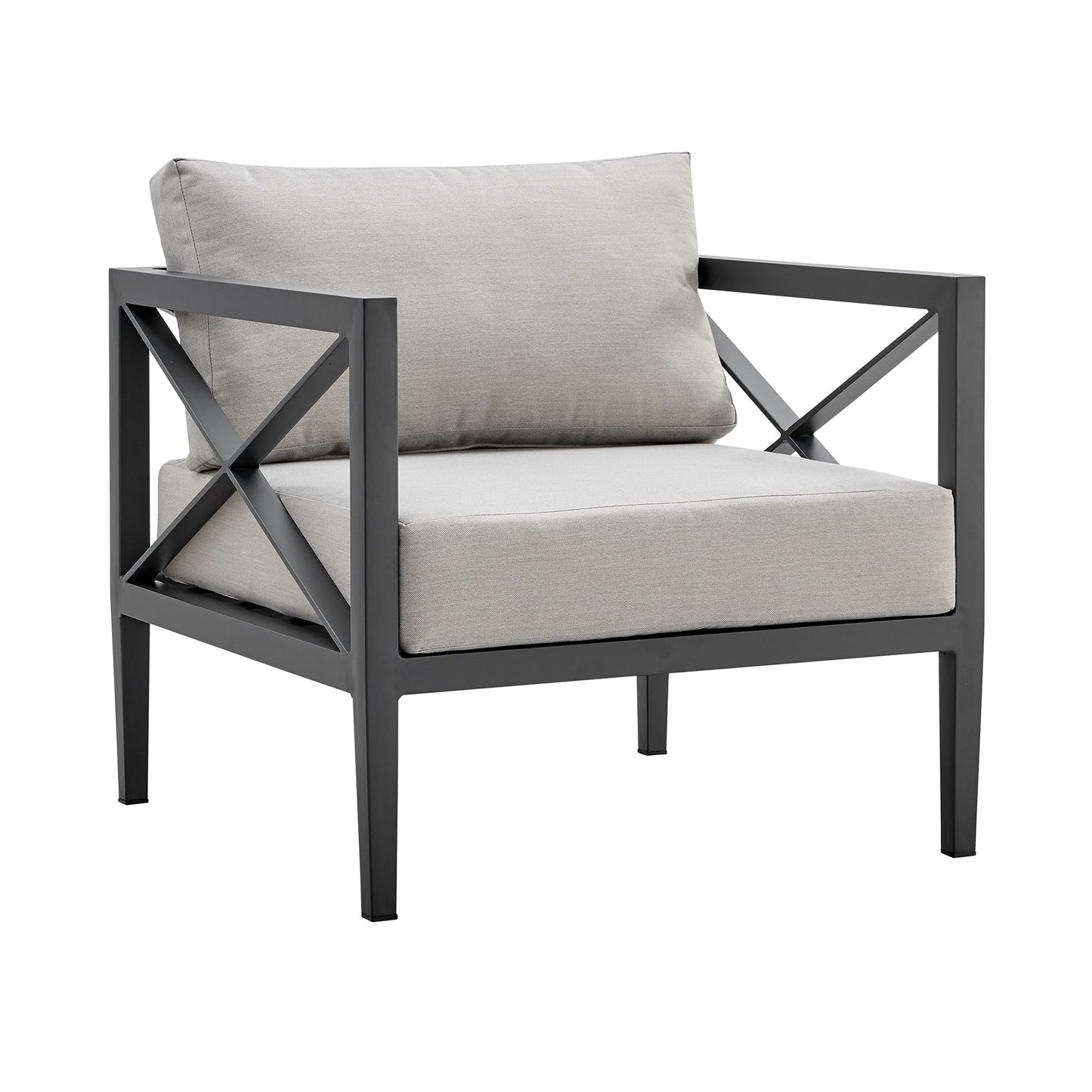 Sonoma Outdoor 4 piece Set in Dark Gray Finish and Light Gray Cushions