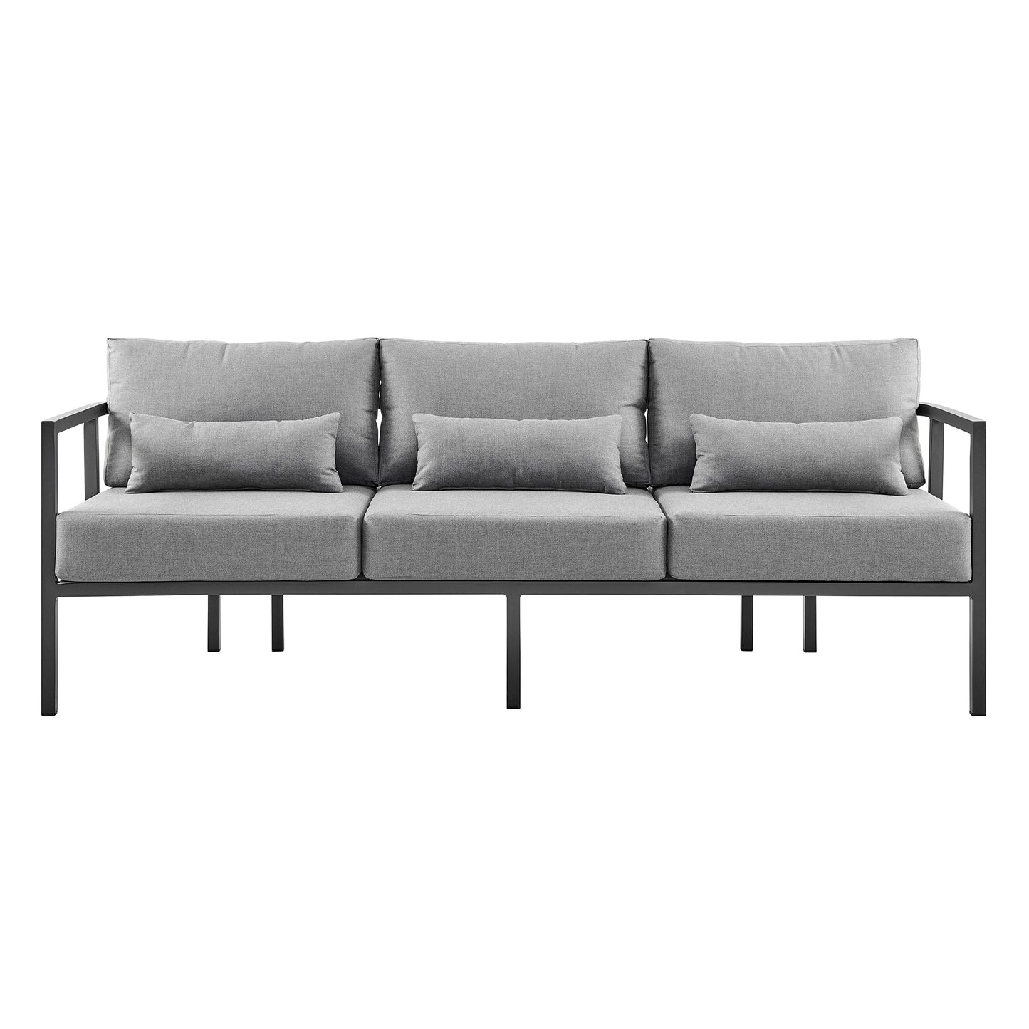 Valentina 4 Piece Dark Gray Aluminum Outdoor Seating Set with Dark Gray Cushions