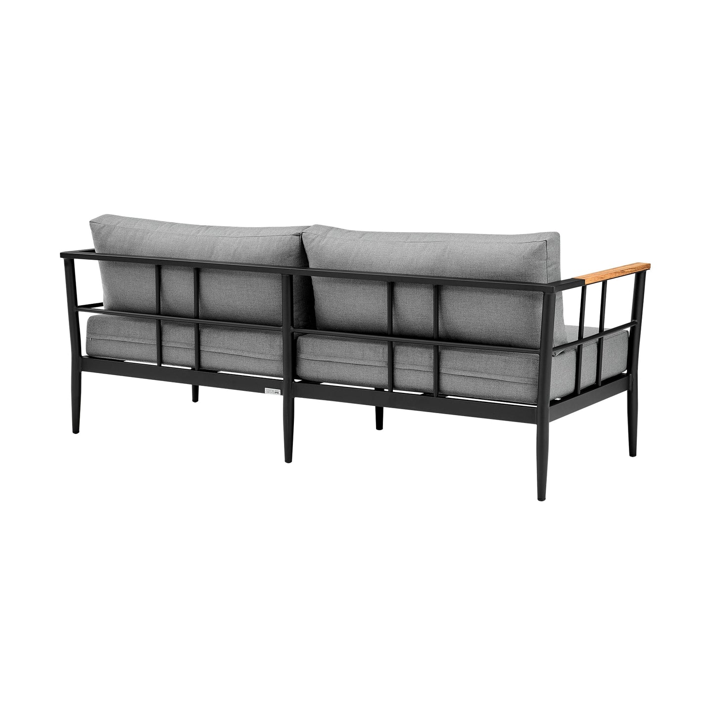 Veyda Outdoor Patio 4-Piece Lounge Set in Aluminum with Teak Wood and Gray Cushions