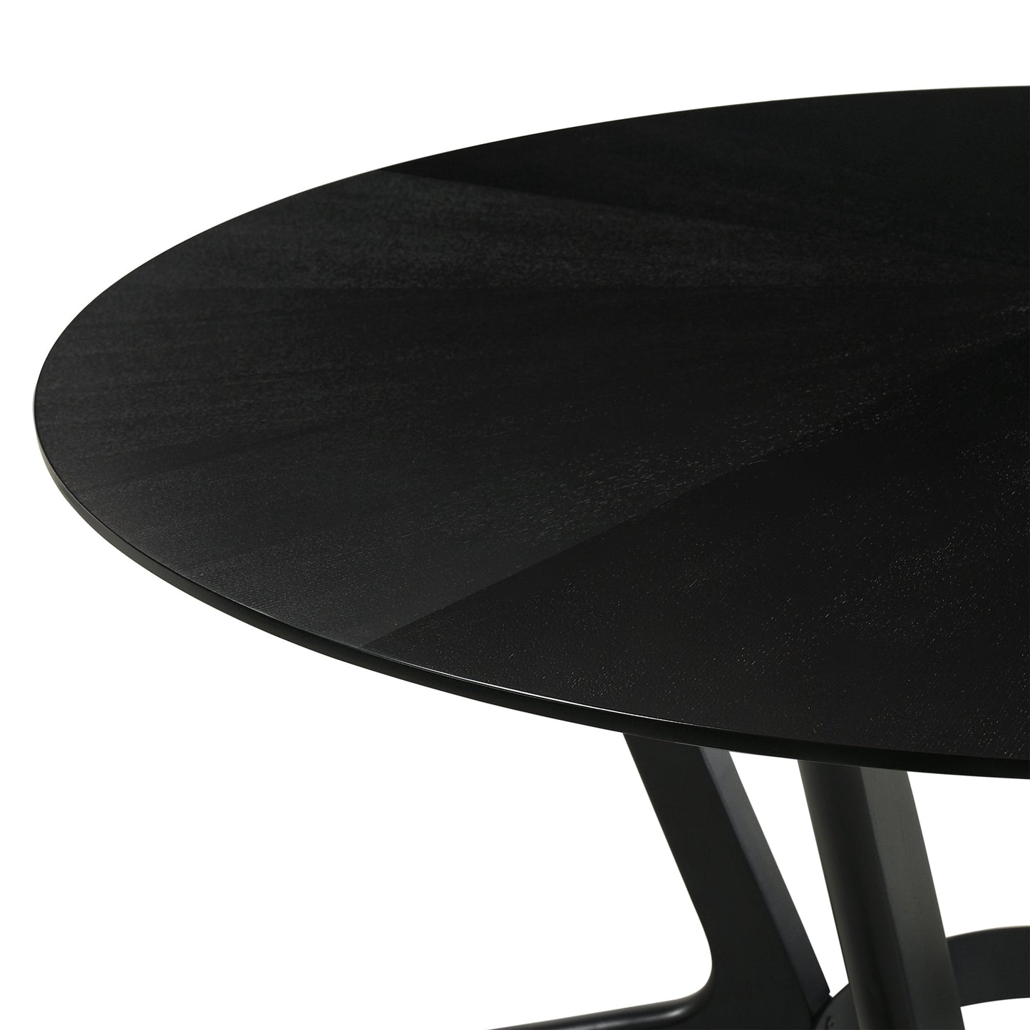 Santana 7 Piece Round Black Wood Dining Table Set with Charcoal Fabric