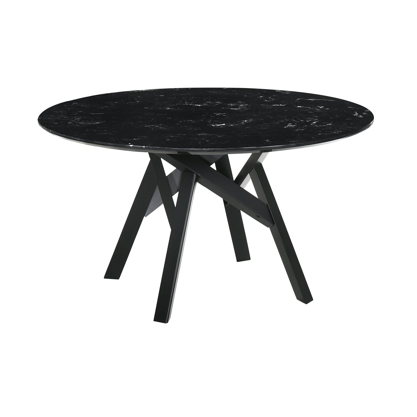 Venus and Rowan 5 Piece Black Marble Round Dining Set