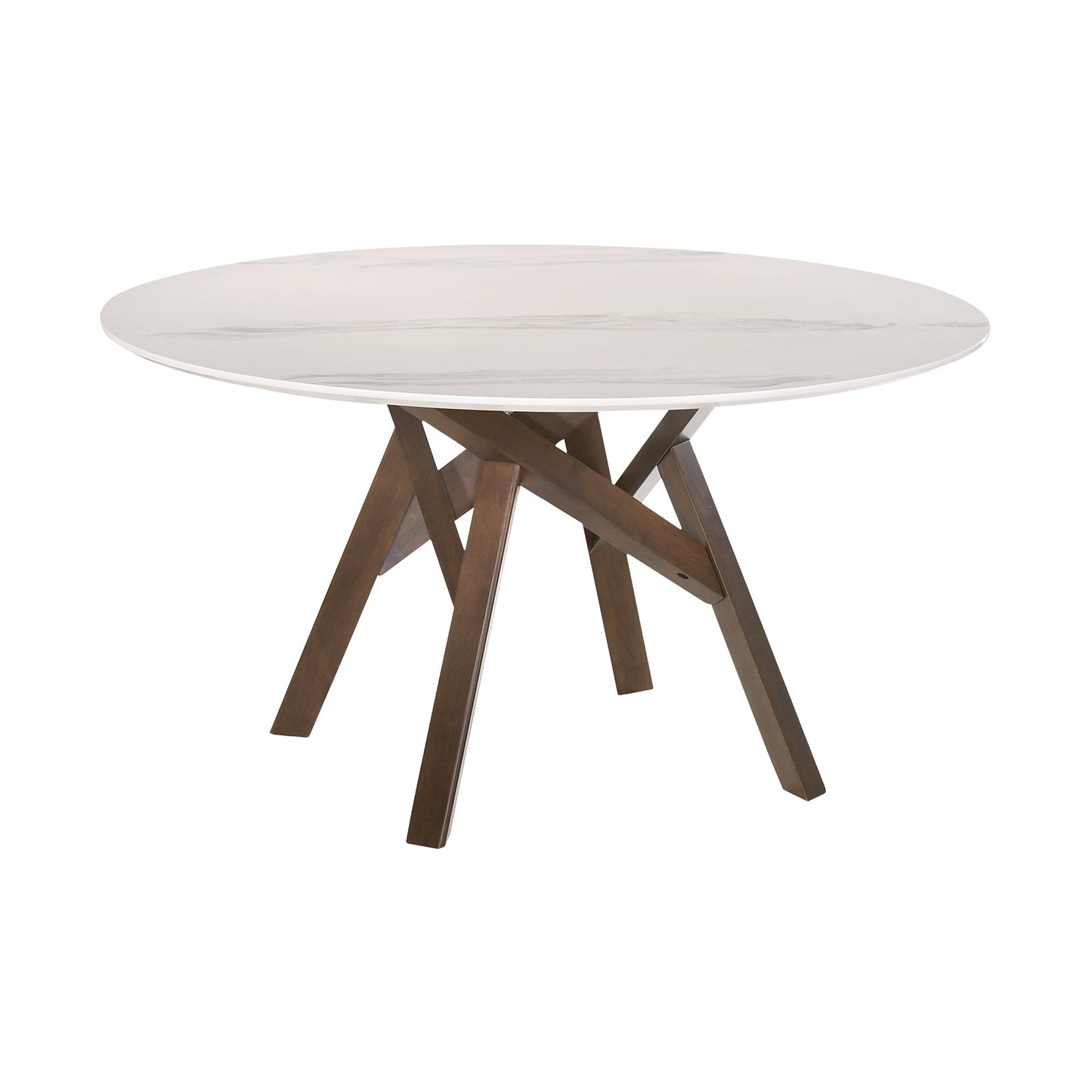 Venus and Polly 5 Piece Walnut and Marble Round Dining Set